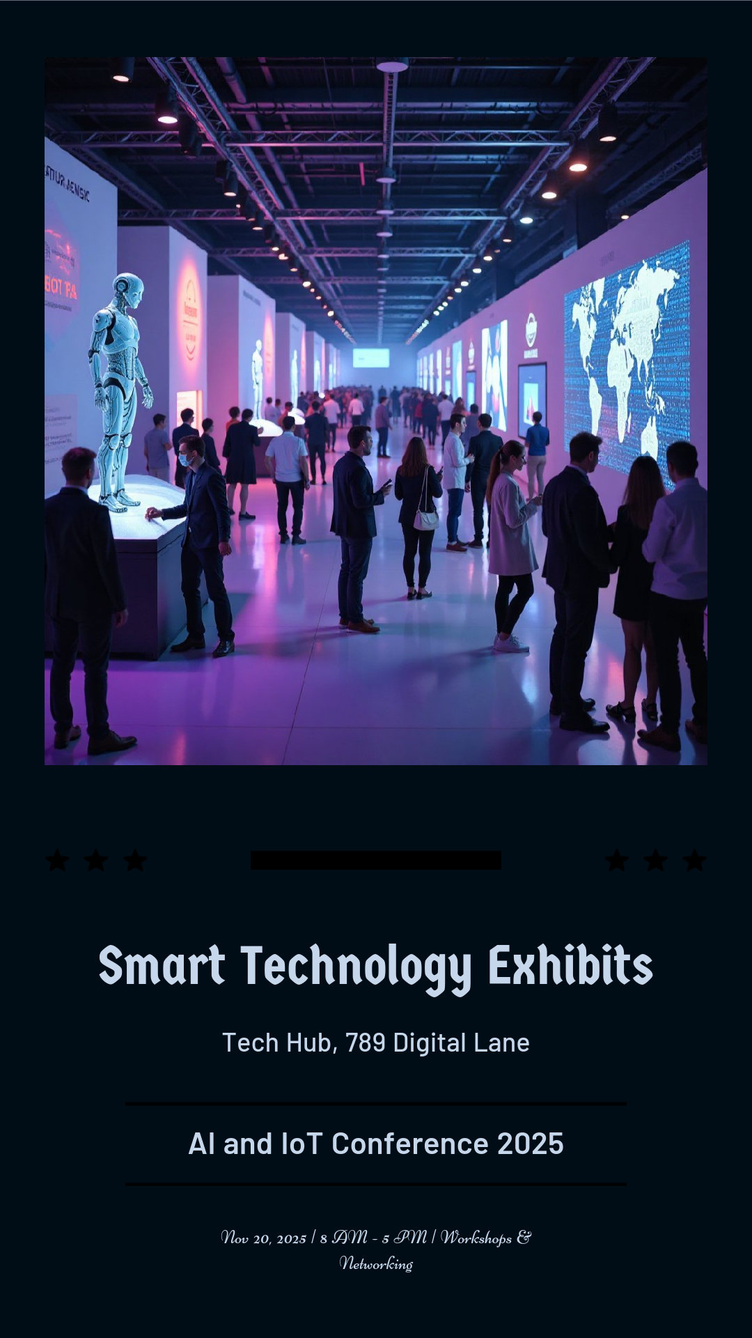 Get creative! Design your perfect AI IoT Smart Technology Exhibits Poster!