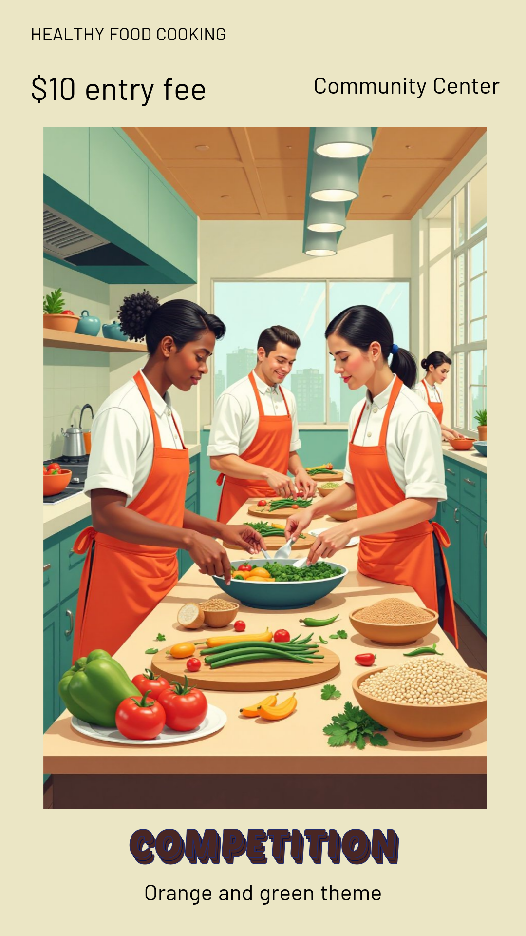 Healthy Food Cooking Competition Poster Template - AI Designs by MolyPix.AI