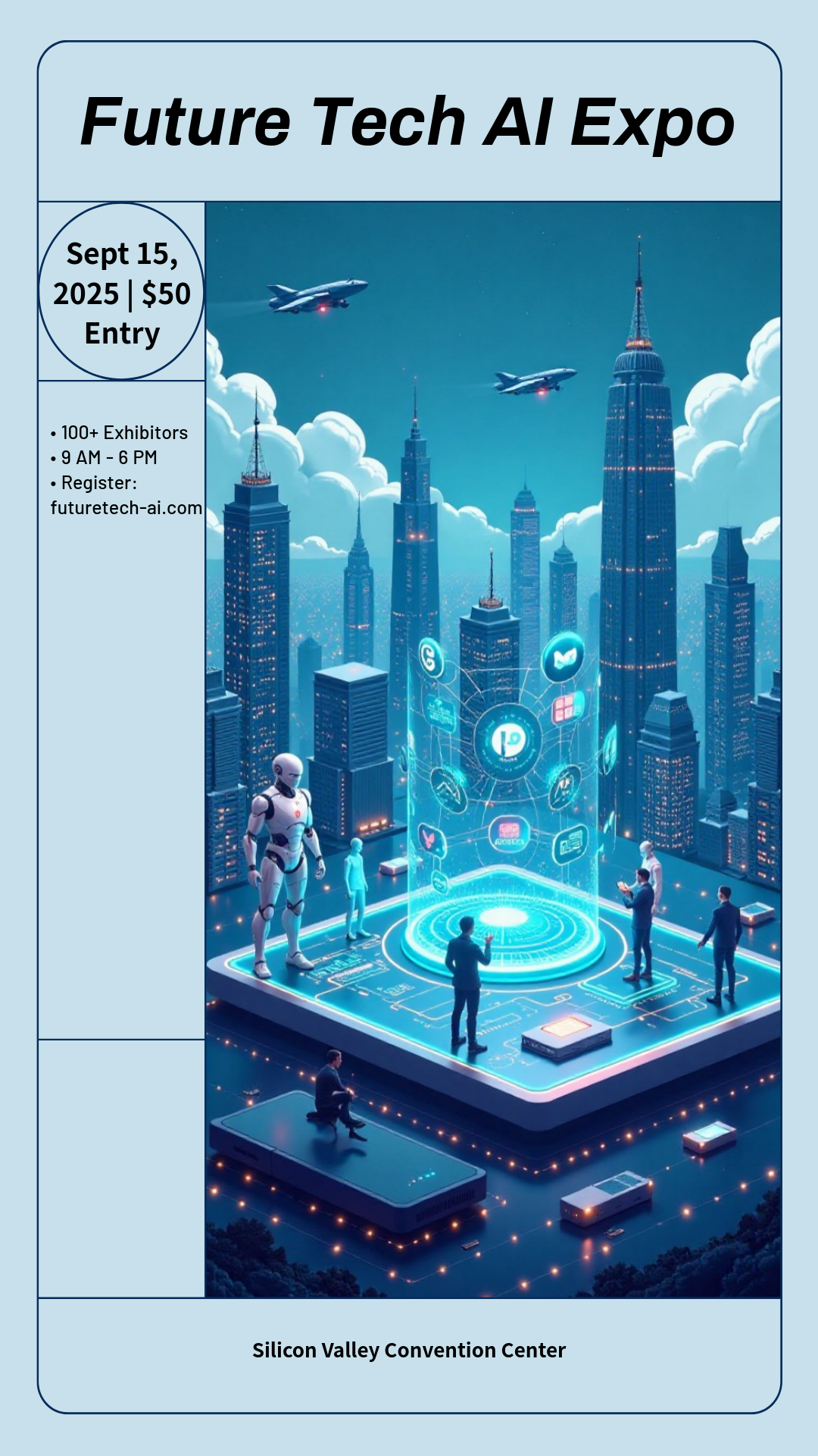 Unleash Your Creativity! Design your own Future Technology Artificial Intelligence Expo Poster now!