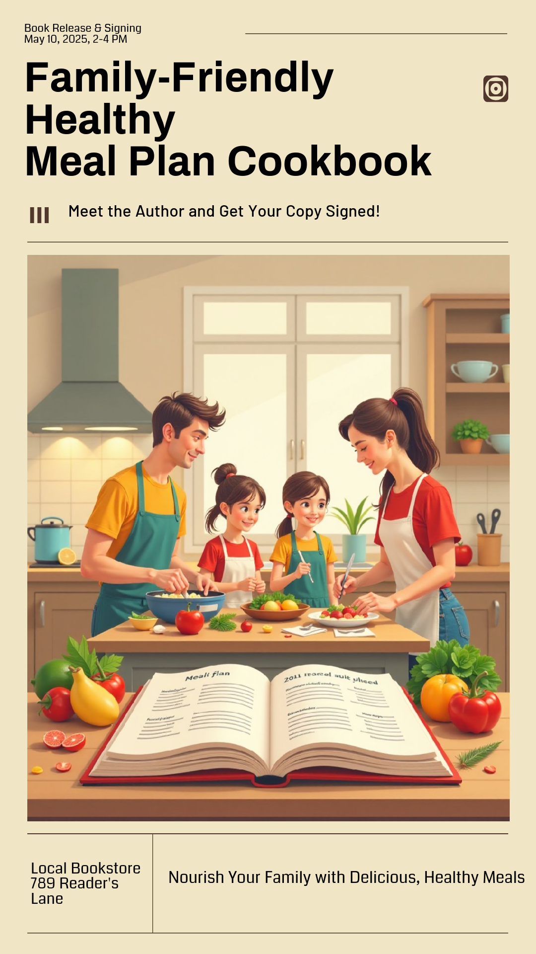 Capture the beauty of design by creating an Family-Friendly Healthy Meal Plan Cookbook Poster!