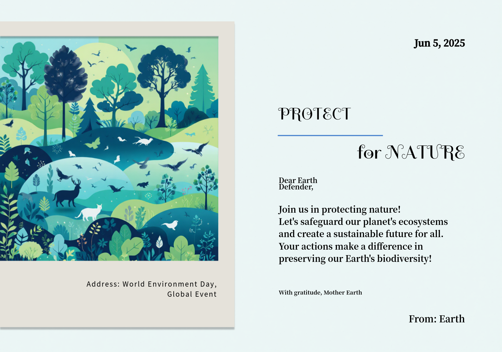Protect Nature Awareness Day Postcard Template - AI Designs by MolyPix.AI