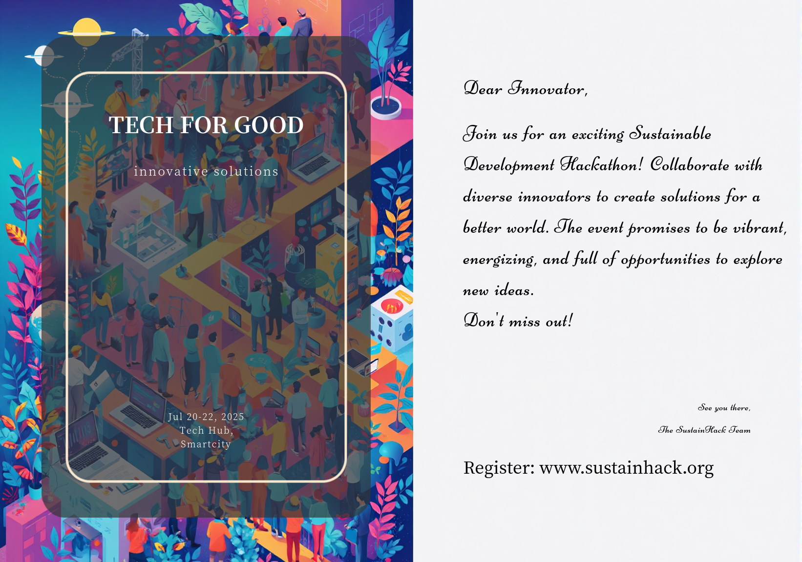 Sustainable Development Hackathon Postcard Template - AI Designs by ...