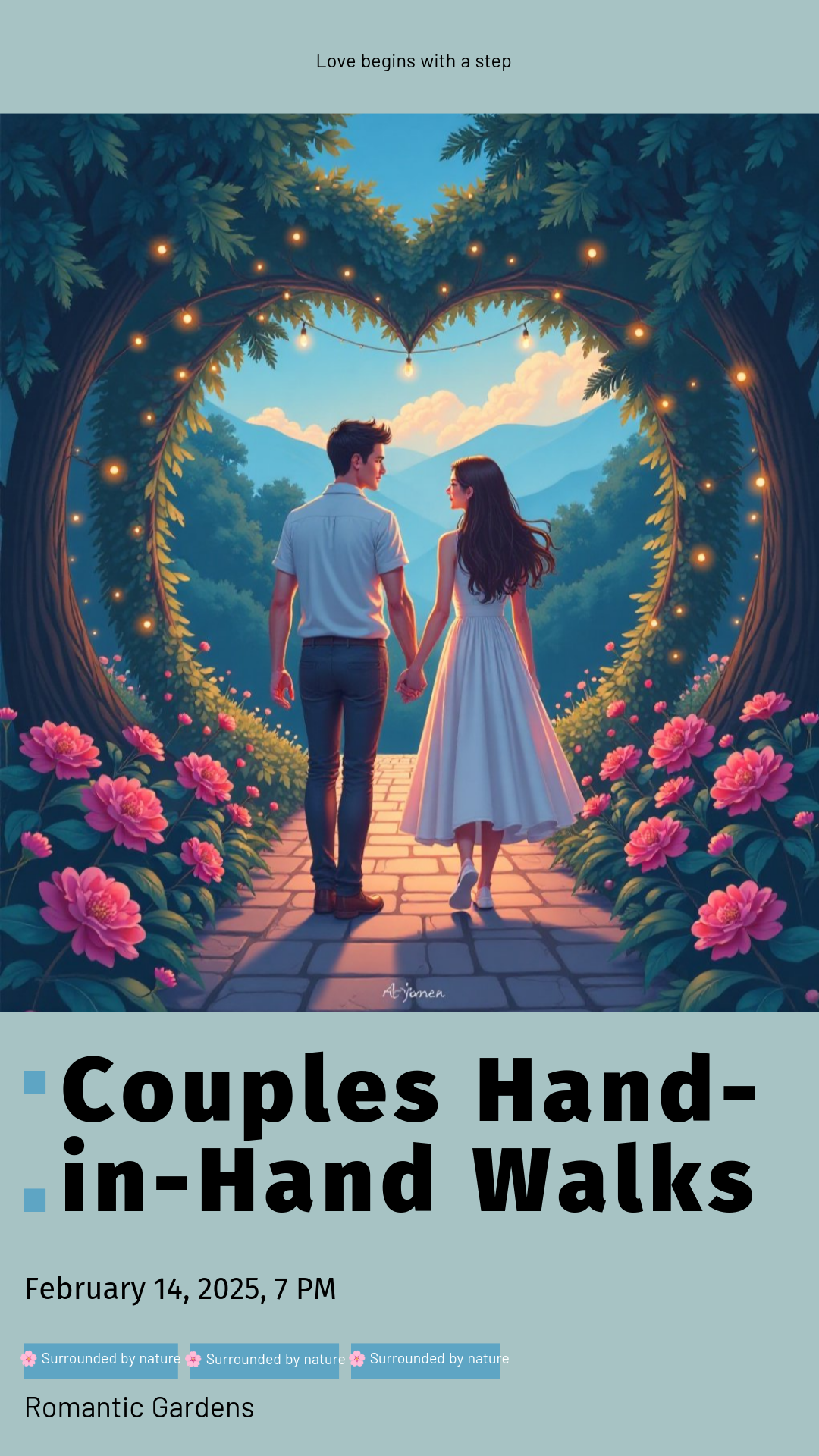 Personalize this Couples Hand-in-Hand Walks Poster template!