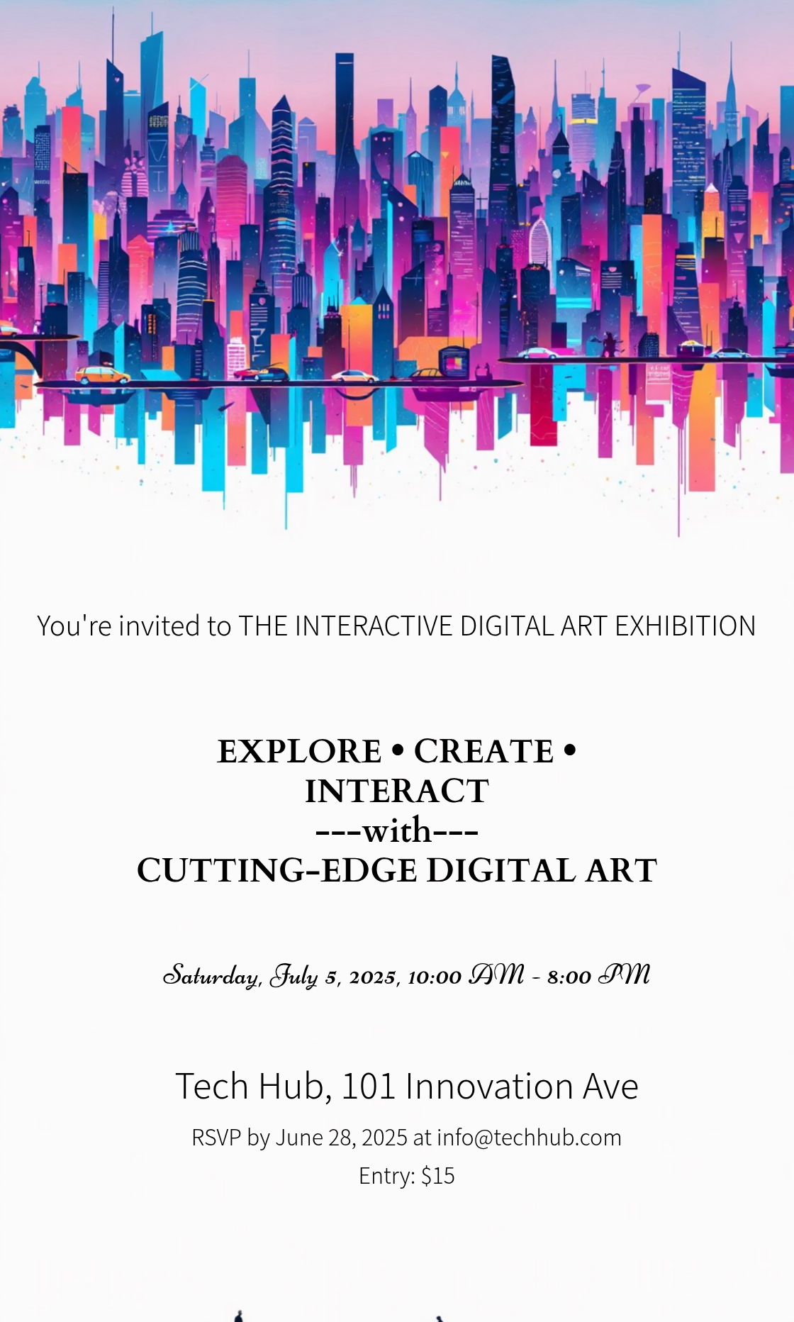 Unleash Your Creativity! Design your own Interactive Digital Art Exhibition Invitation now!