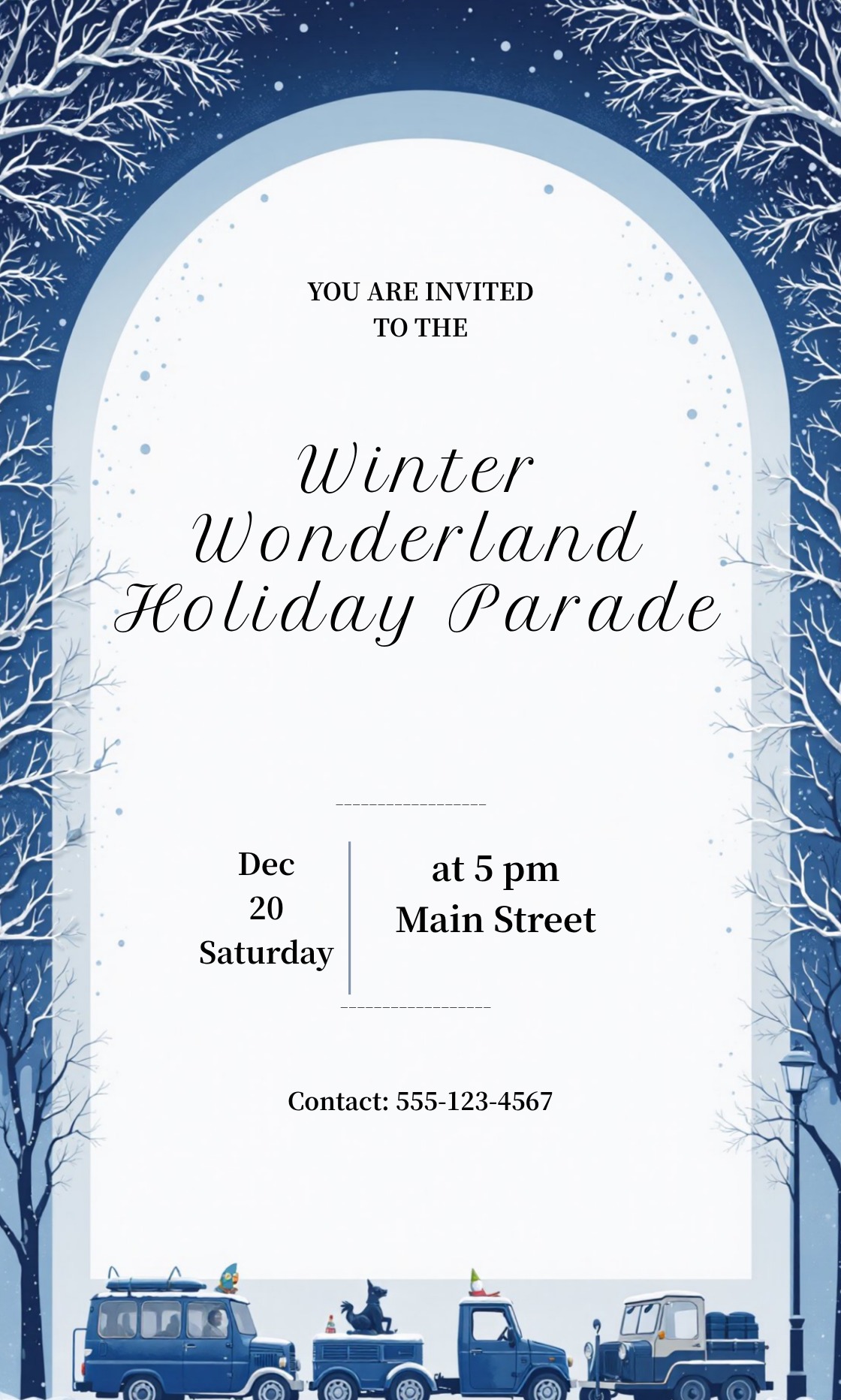 Winter Wonderland Holiday Parade Invitation Template - AI Designs by ...