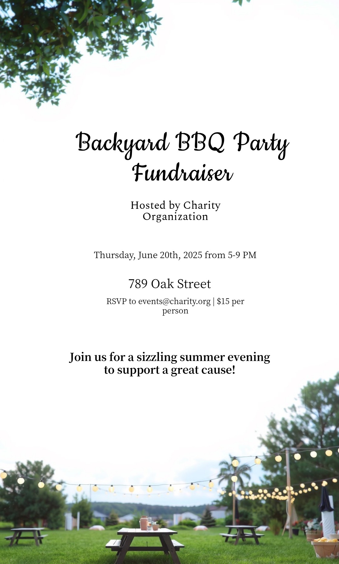 Personalize this Backyard BBQ Party Fundraiser Invitation template!