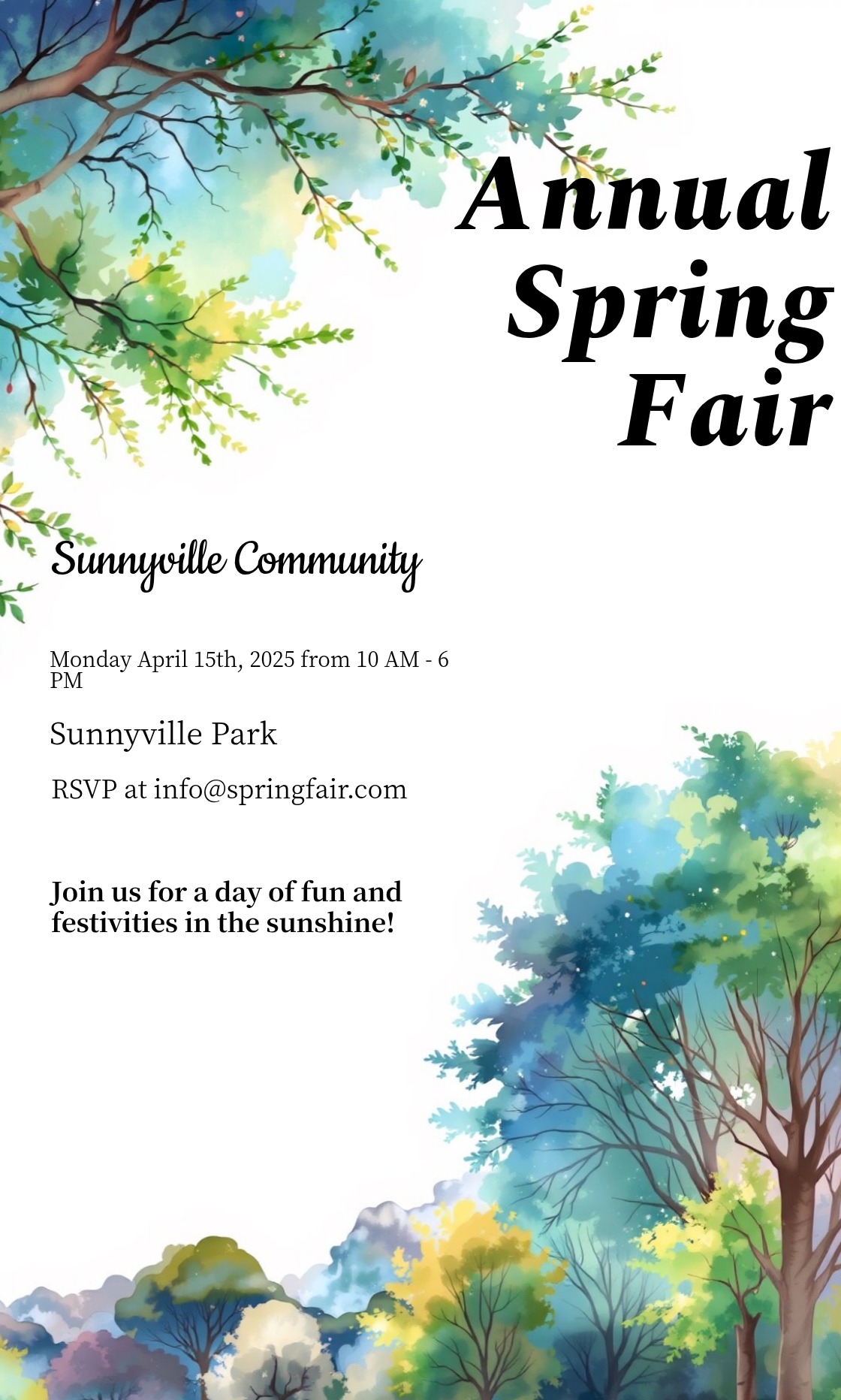 Spring Fair Invitation Annual Spring Fair Invitation Template - AI Designs by MolyPix.AI