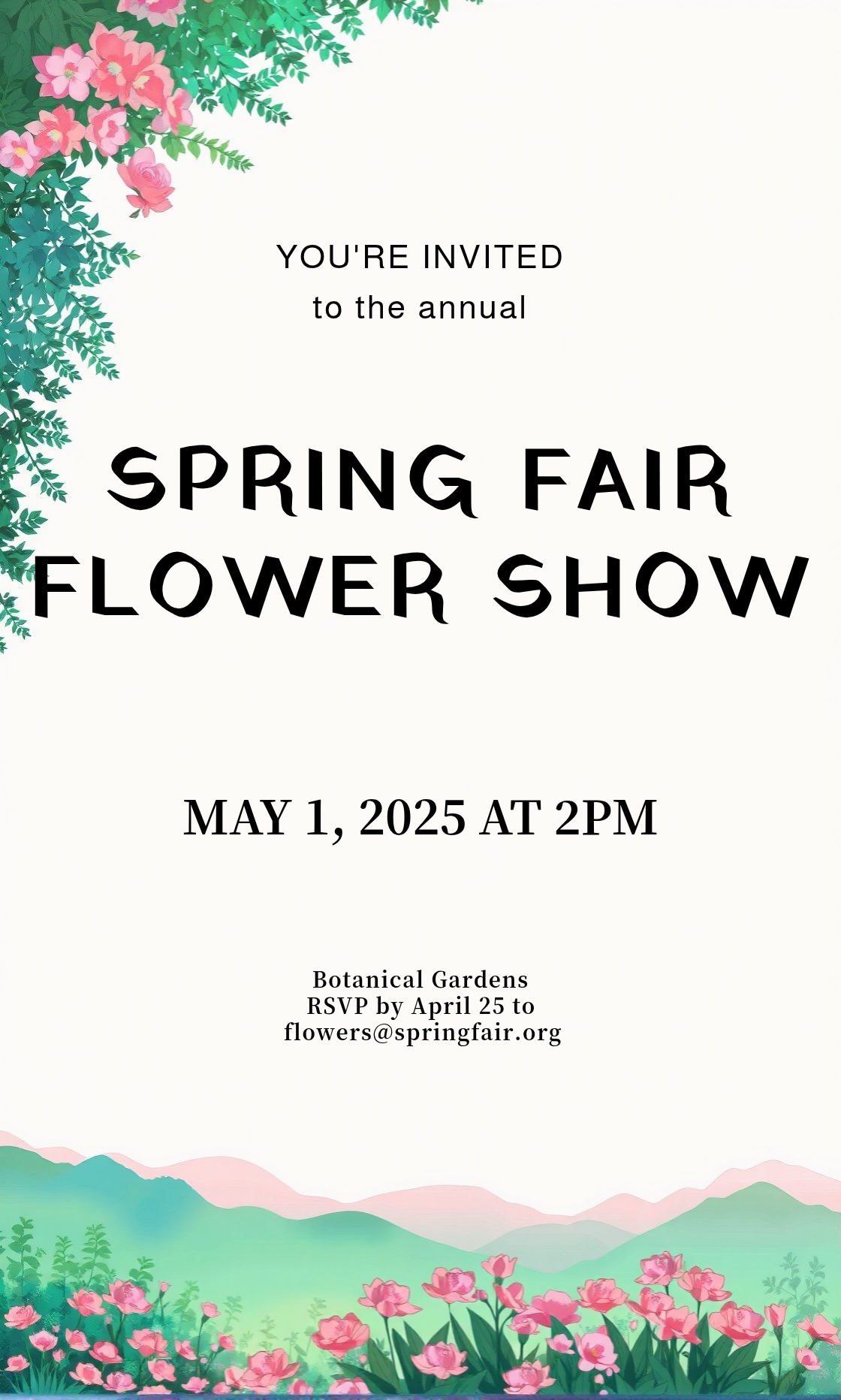 Spring Fair Invitation Spring Fair Flower Show Invitation Template - AI Designs by MolyPix.AI
