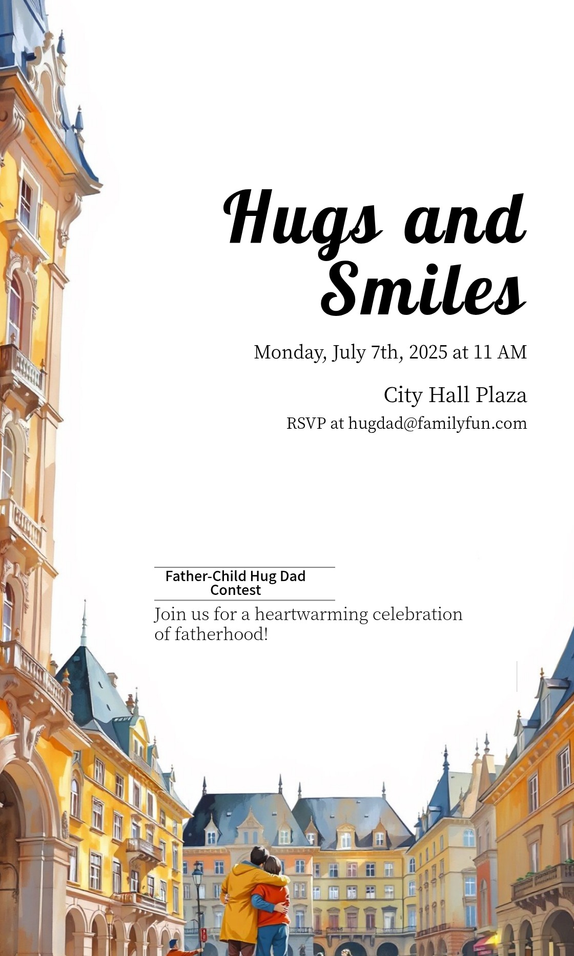 Hug Invitation Father-Child Hug Dad Contest Invitation Template - AI Designs by MolyPix.AI