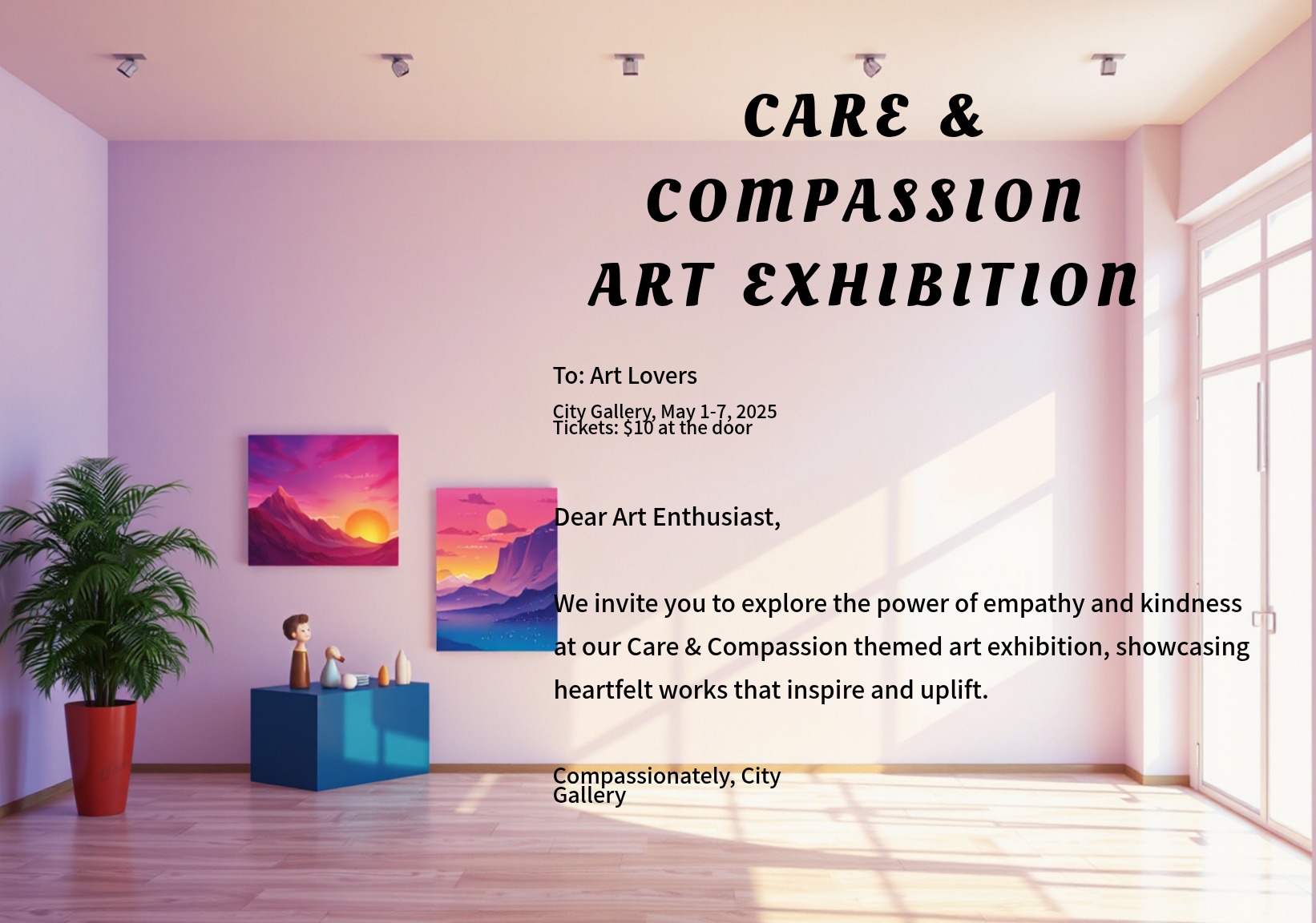 Compassion Bloom Postcard Care & Compassion Art Exhibition Postcard Template - AI Designs by ...