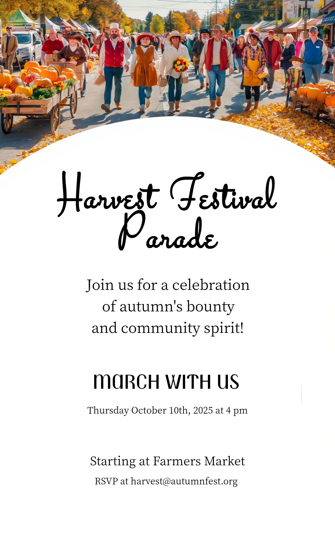 Get creative! Design your perfect Harvest Festival Parade Invitation!