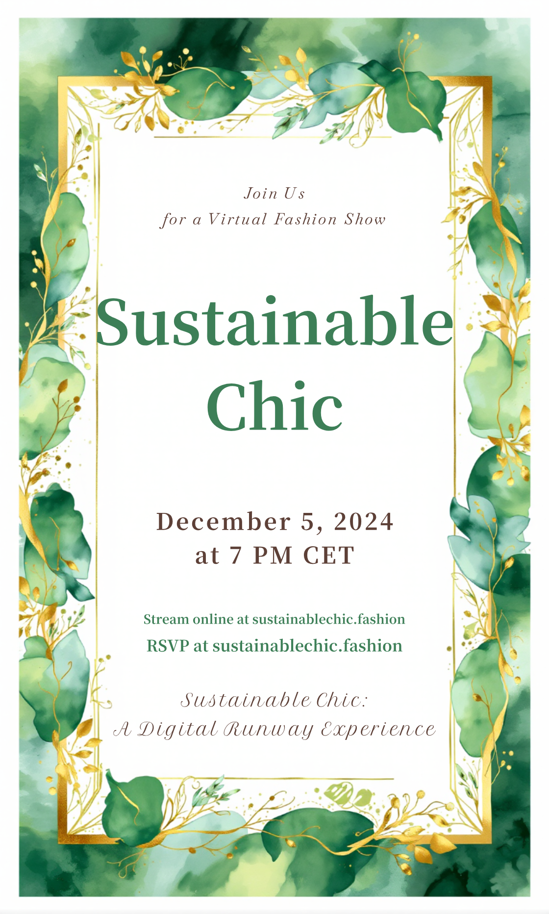 Make an Sustainable Fashion Virtual Event Promotion Invitation that showcases your style - it's that simple!