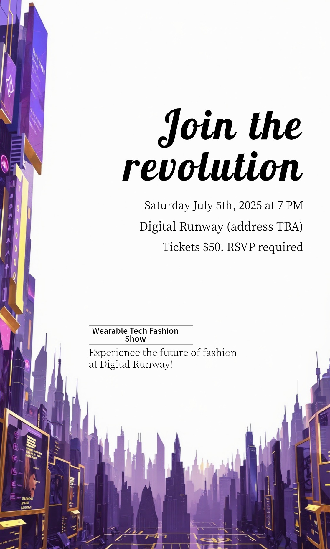 Unleash Your Creativity! Design your own Wearable Tech Fashion Show Invitation now!