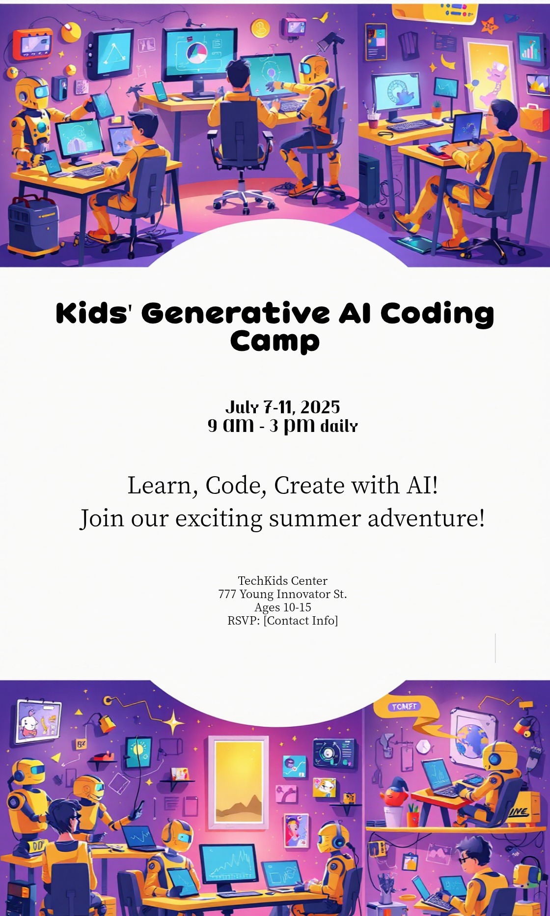 Capture the beauty of design by creating an Kids' Generative AI Coding Invitation!