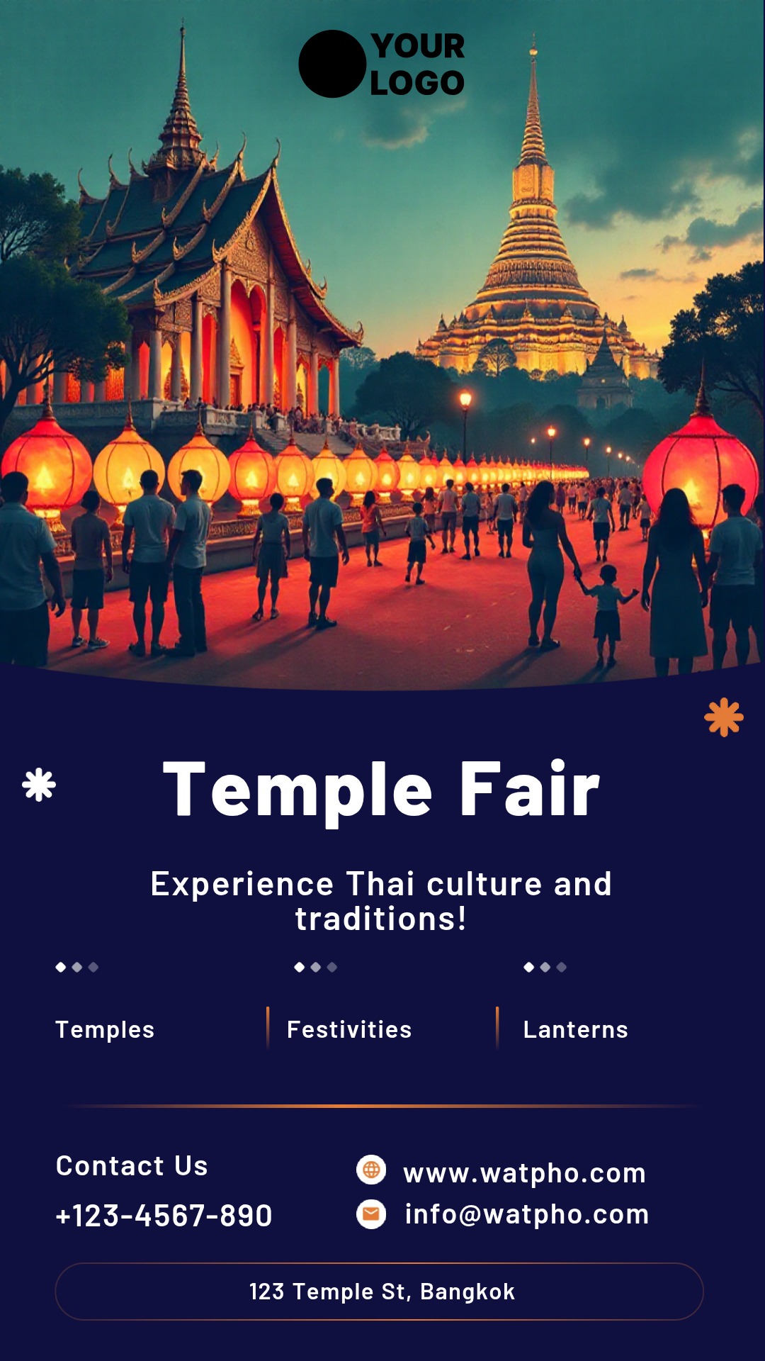 Thai Temple Tradition Fair Poster Template - AI Designs by MolyPix.AI