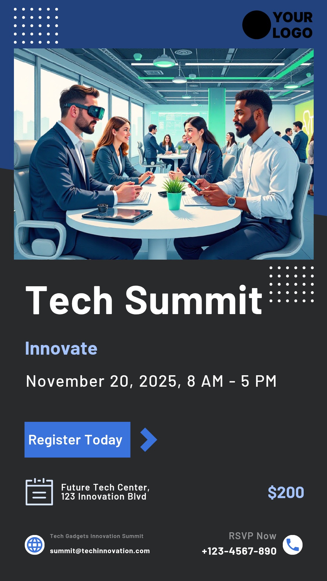 Tech Gadgets Innovation Summit Poster Template - AI Designs by MolyPix.AI