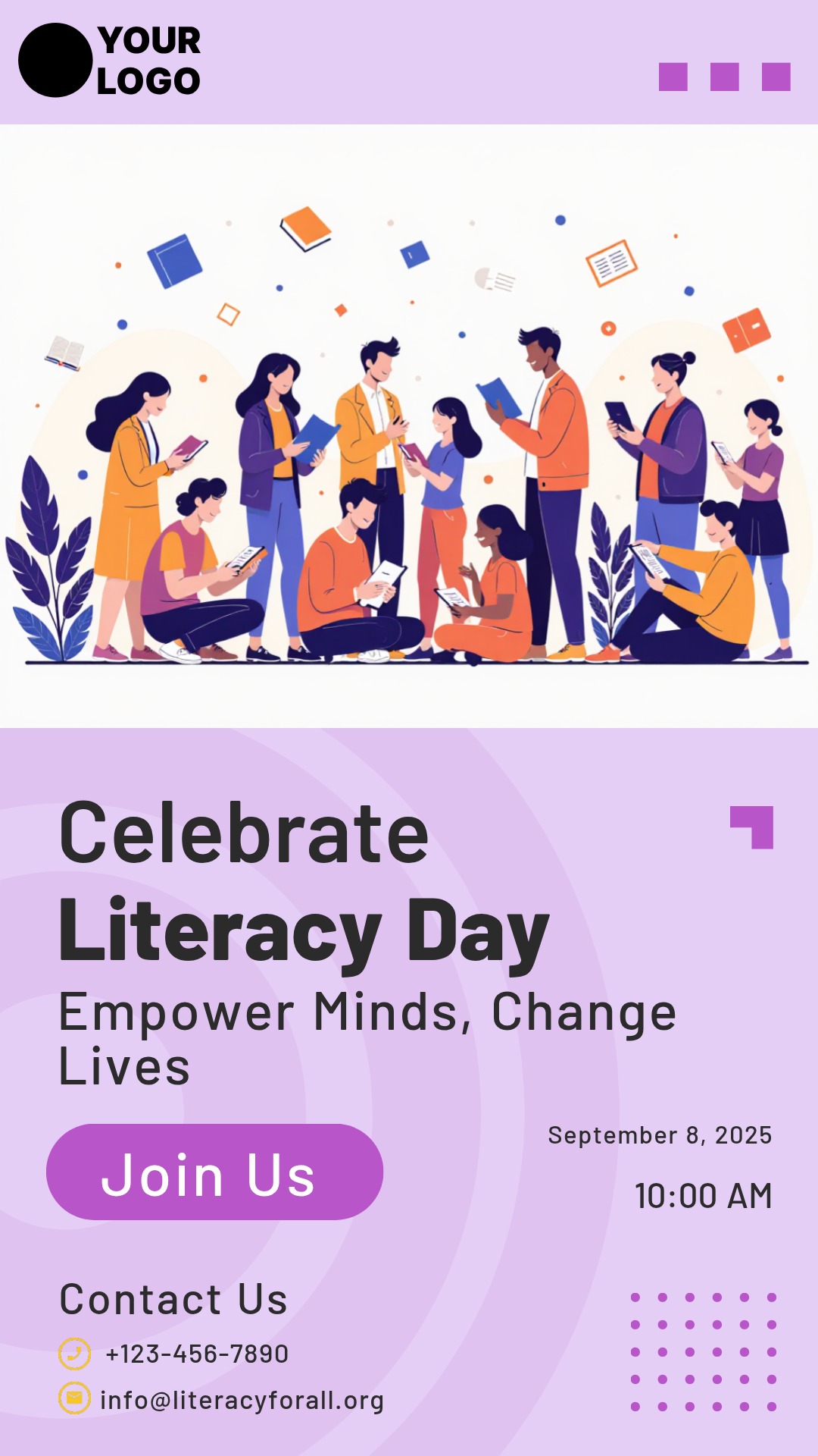 Literacy for All Reading Promotion Poster Template - AI Designs by ...