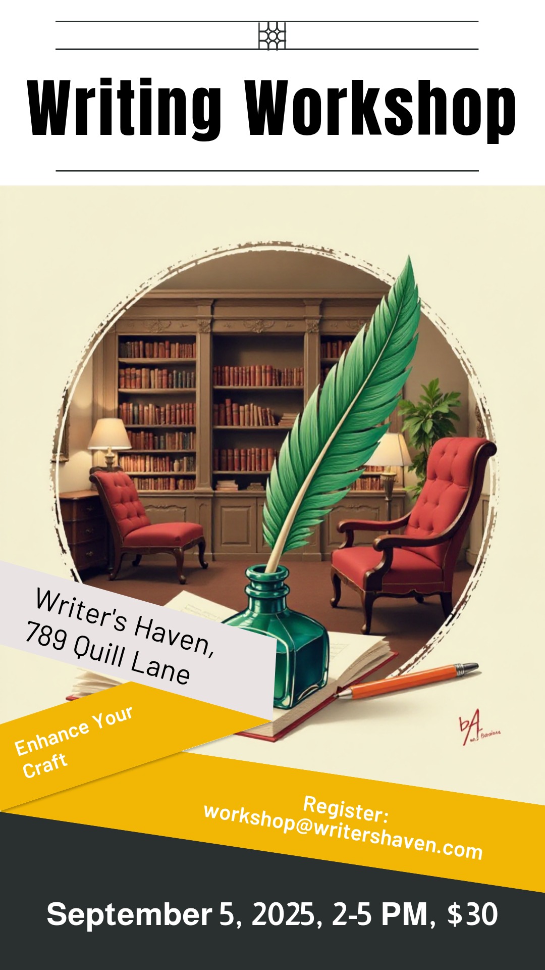 Literary Appreciation Writing Workshop Poster Template - AI Designs by ...