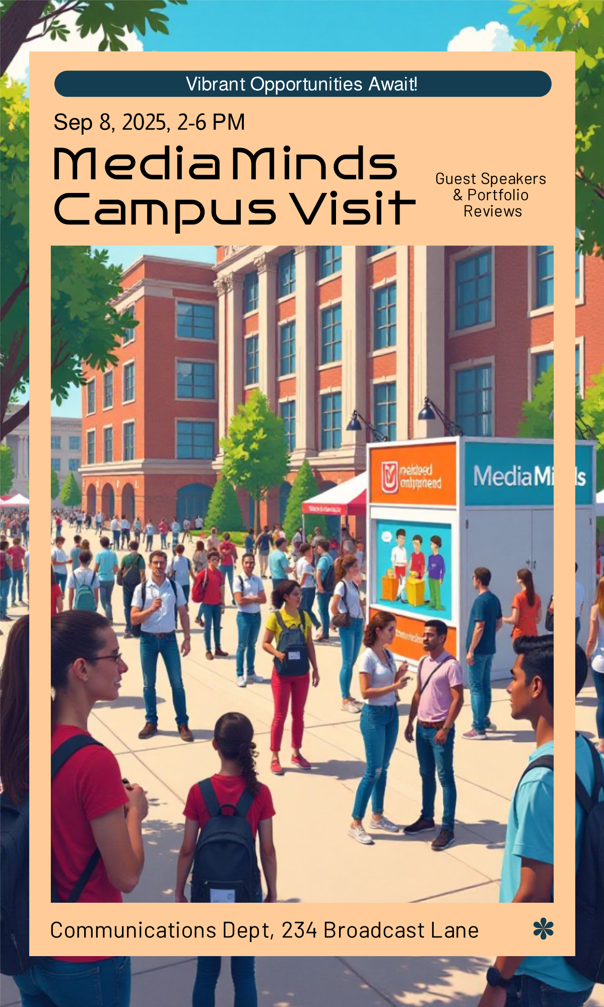 Get creative! Design your perfect Media Minds Employer Campus Visit Poster!