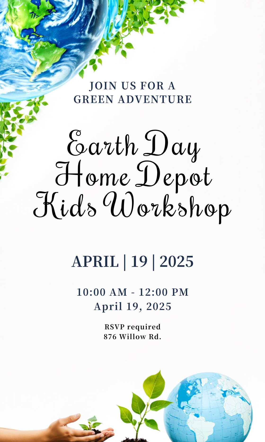 Make your own Earth Day Home Depot Kids Workshop Invitation!