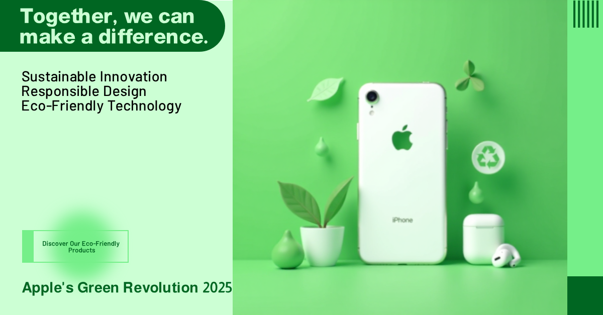 Engage with your professional network using Sustainable Apple Product Launch 2025 LinkedIn Single Image Ad template you can customize and share from MolyPix.AI!
