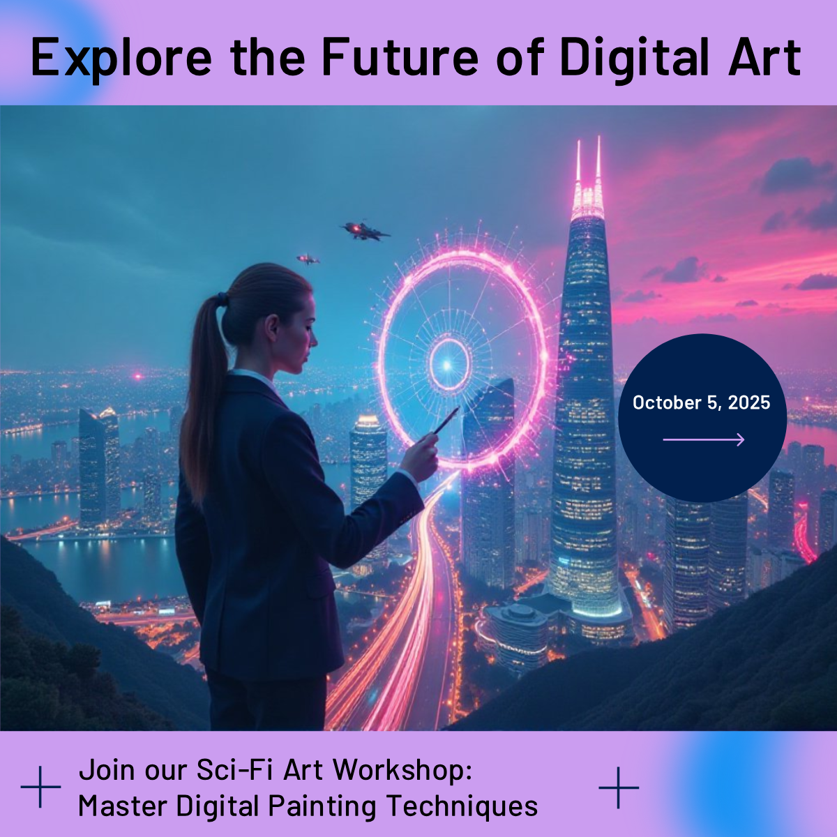 Digital Sci-fi Art Workshop LinkedIn Post Template - AI Designs by ...