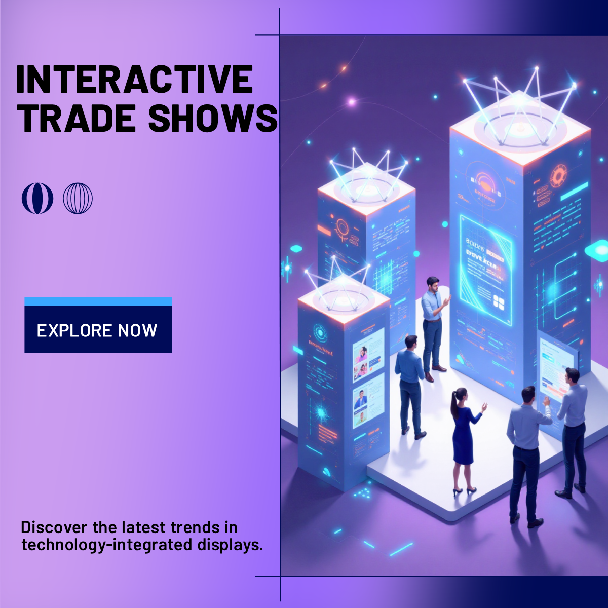 Engage with your professional network using Interactive Trade Show Displays LinkedIn Post template you can customize and share from MolyPix.AI!