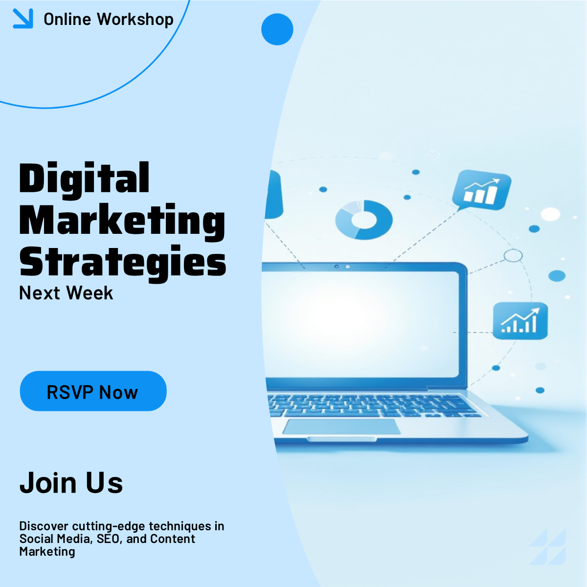 Digital Marketing Online Workshop LinkedIn Post Template - AI Designs ...