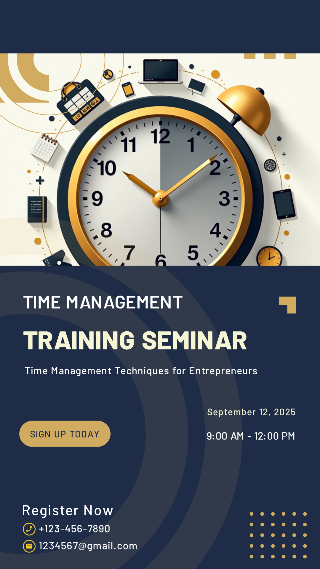 Entrepreneur Time Management Training Poster Template - AI Designs by ...