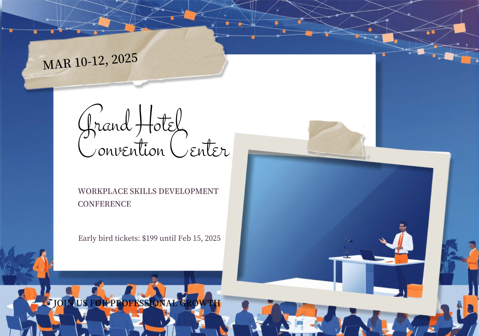Development Conference Performance Employees Layout Workplace Skills Development Conference Postcard Template - AI Designs ...