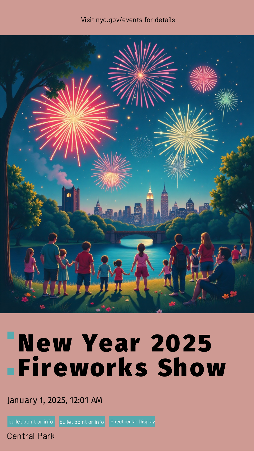 Unleash Your Creativity! Design your own New Year 2025 Fireworks Show Poster now!