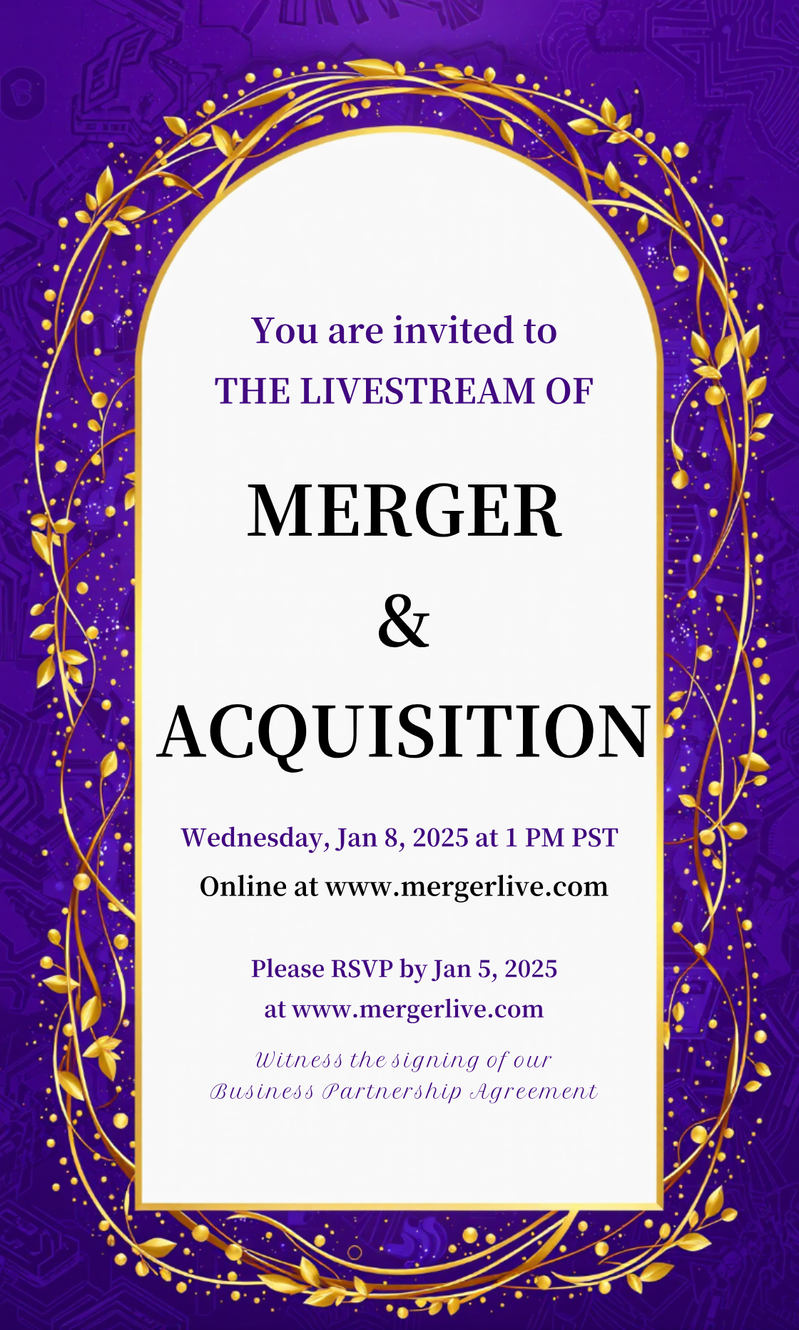 Unleash Your Creativity! Design your own Business Partnership Agreement Signing Livestream Invitation now!