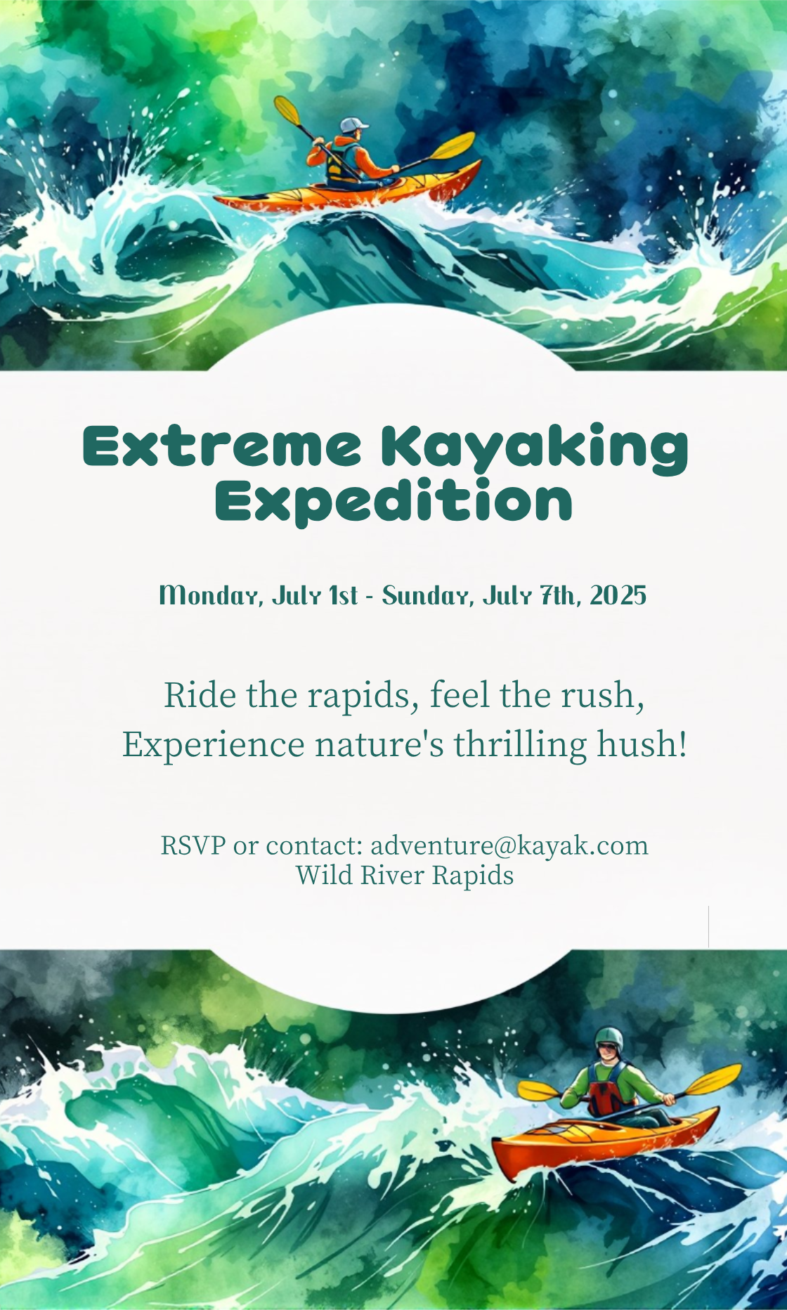 Extreme Sports Kayaking Expedition Invitation Template - AI Designs by ...