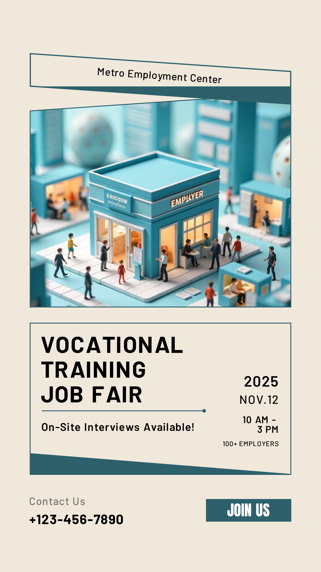 Personalize this Vocational Training Job Fair Poster template!