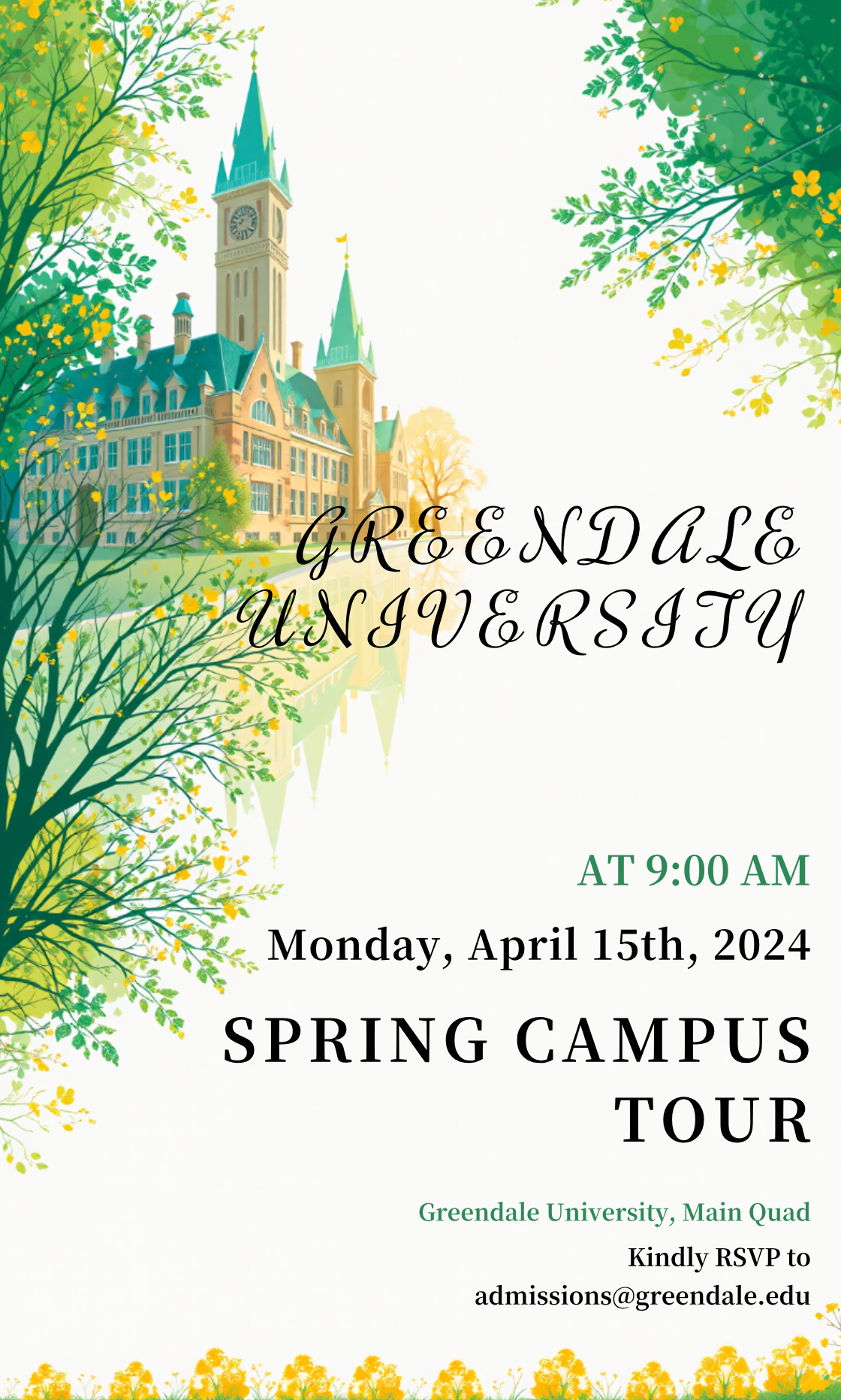 Spring Campus Tour Invitation Template - AI Designs by MolyPix.AI