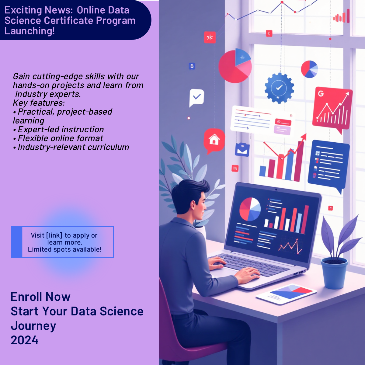 Data Science Online Certificate Programs LinkedIn Post Template - AI ...
