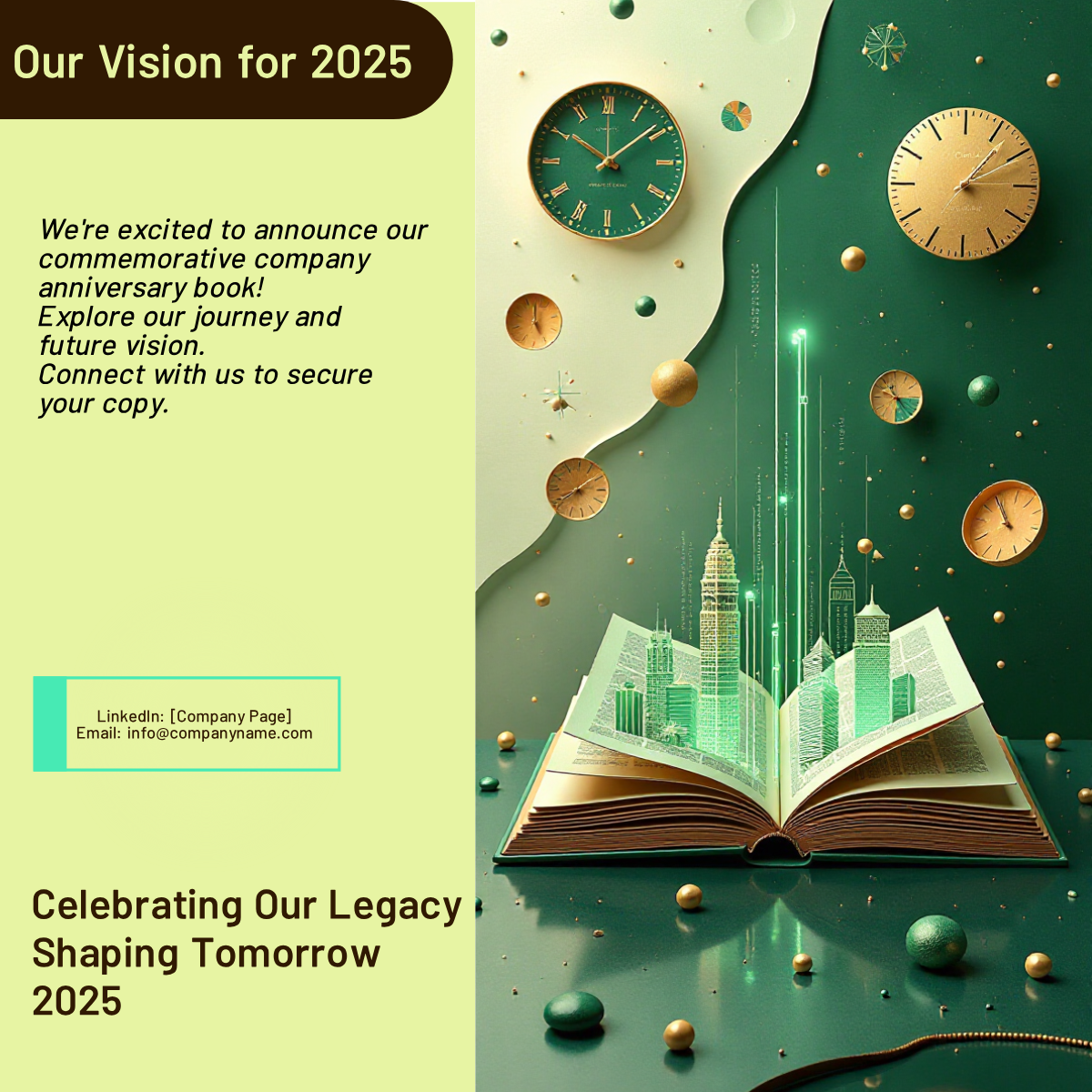 Book Company Anniversary Future Vision 2025 LinkedIn Post Template - AI ...