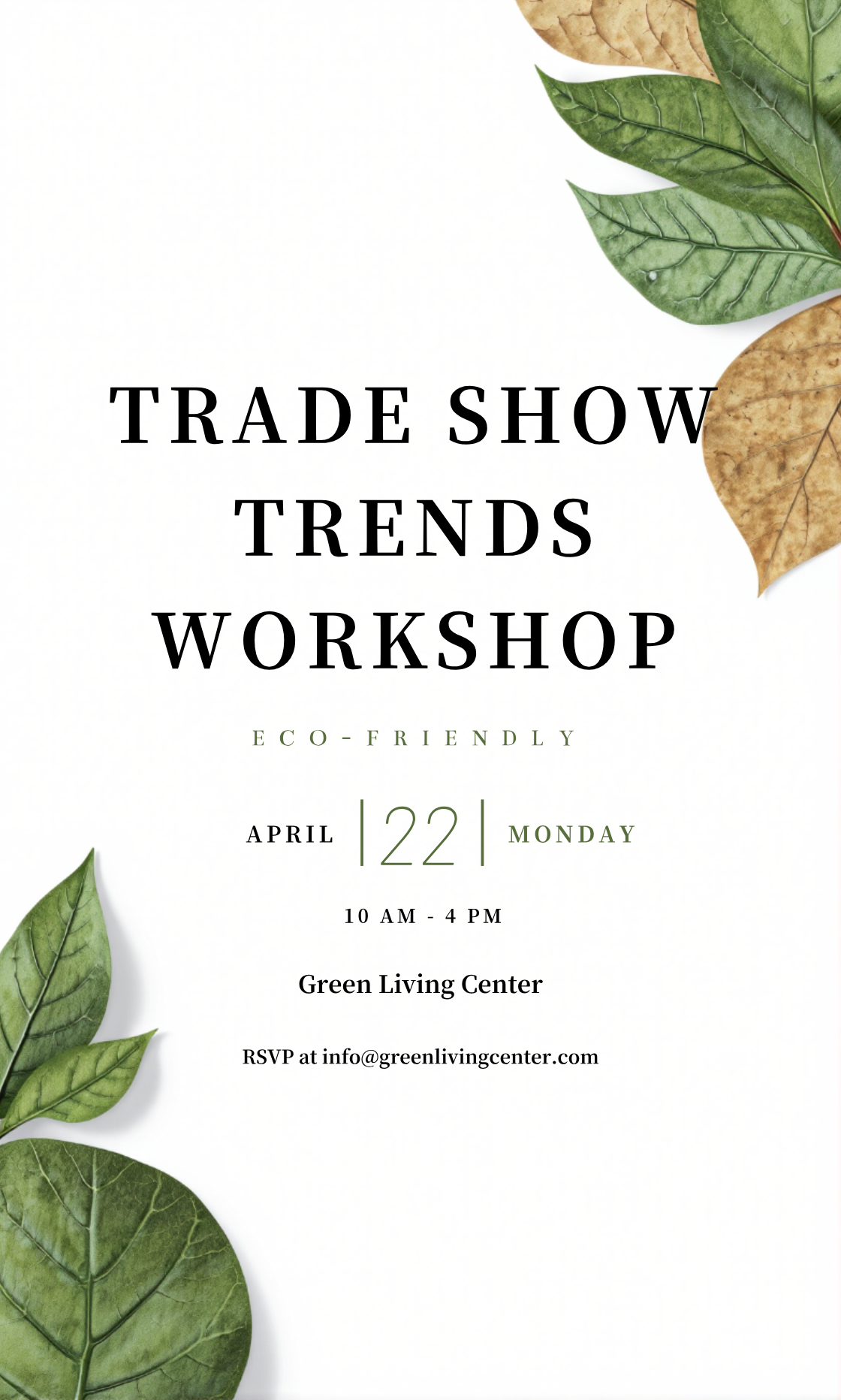 Unleash Your Creativity! Design your own Eco-Friendly Trade Show Trends Workshop Invitation now!