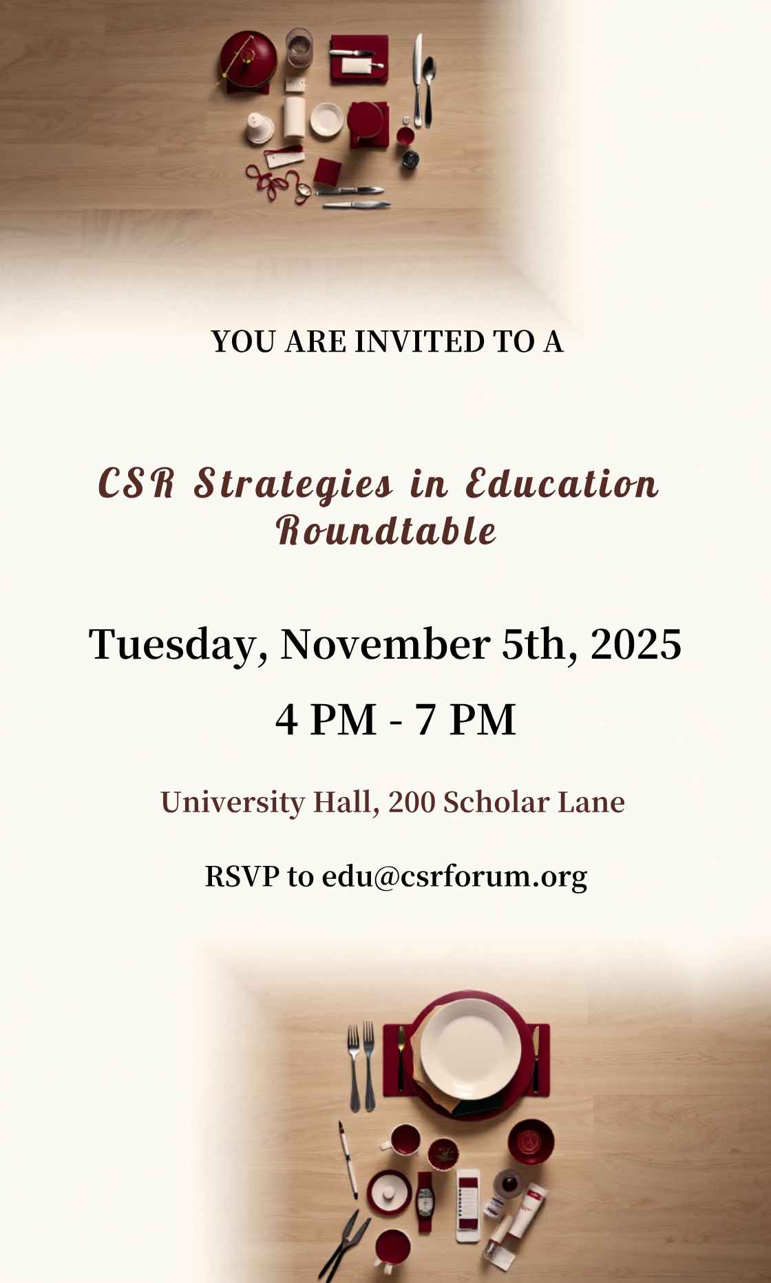 Unleash Your Creativity! Design your own Education CSR Strategies Roundtable Invitation now!
