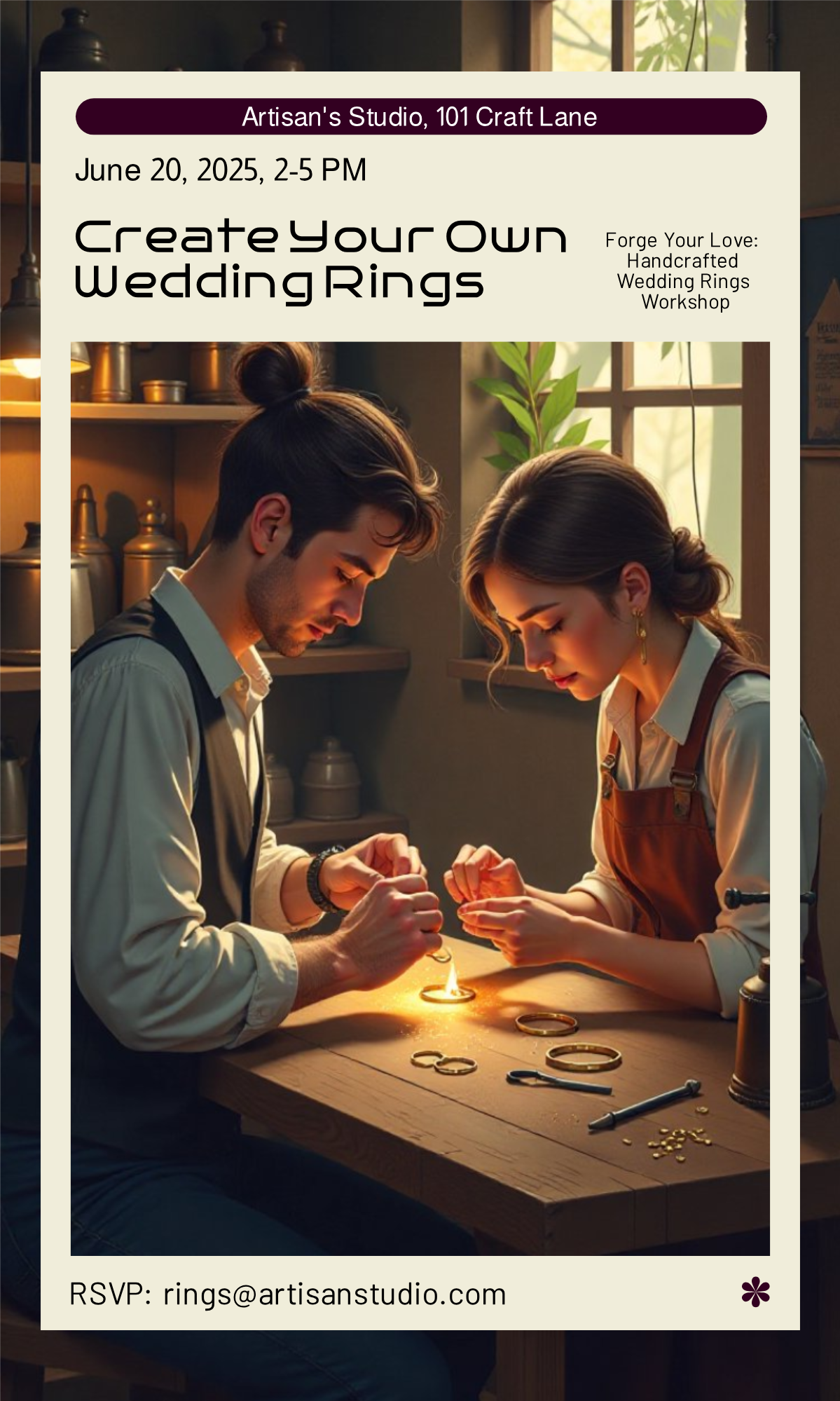 Wedding Rings Workshop Poster Poster Template - AI Designs by MolyPix.AI