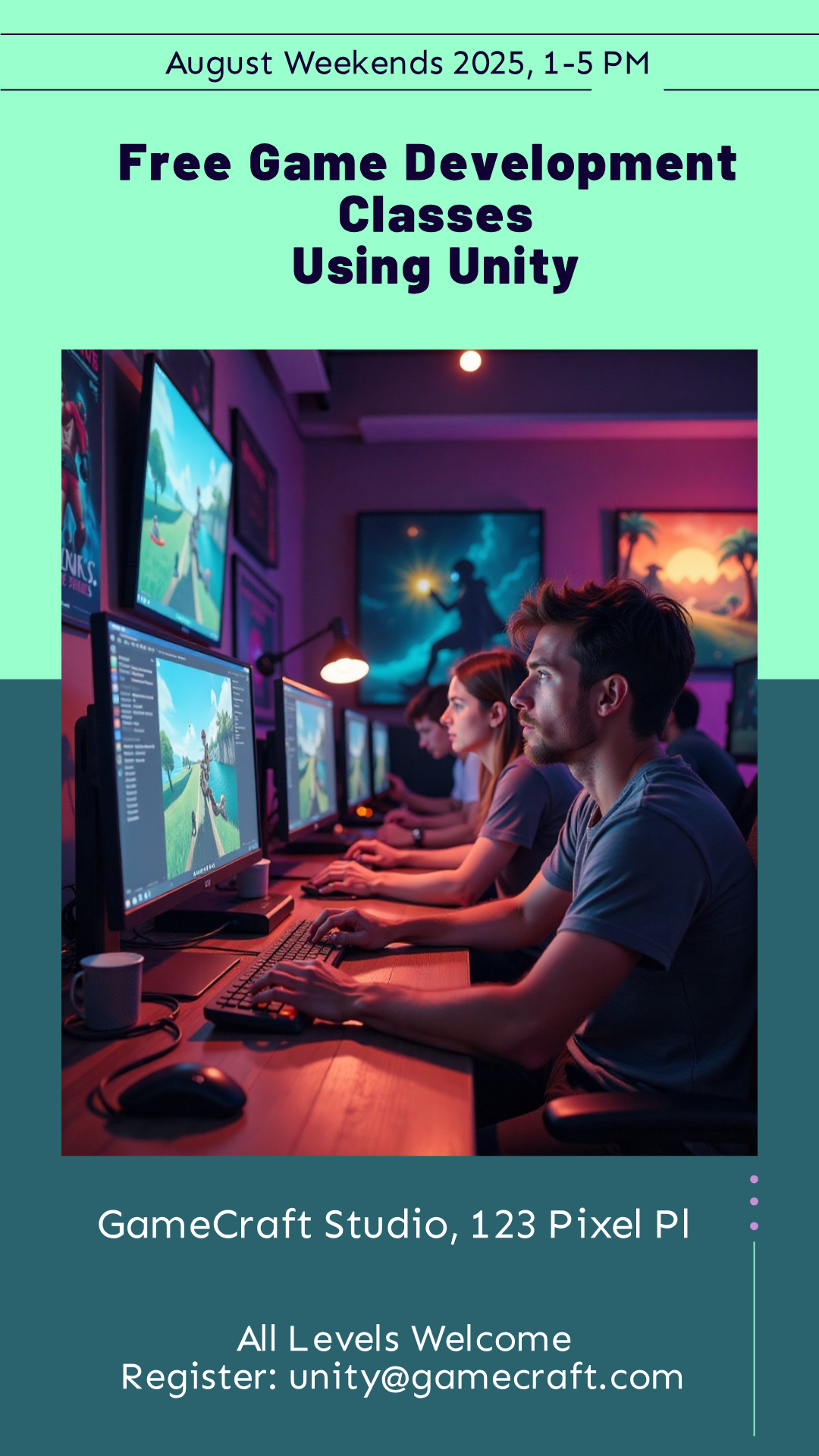 Get creative! Design your perfect Free Programming Courses: Game Development Poster!