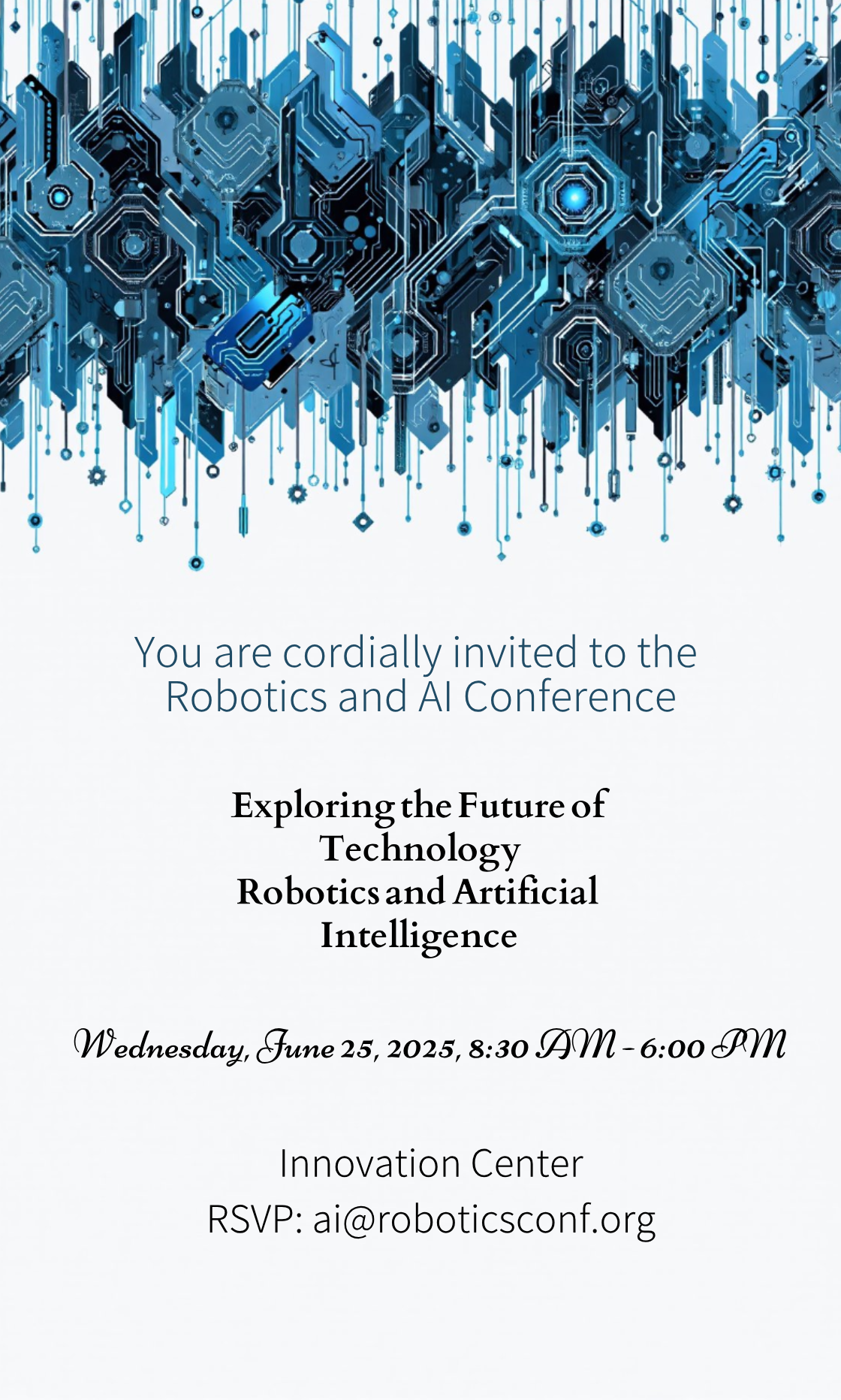Robotics and AI Conference Venue Invitation Template - AI Designs by ...