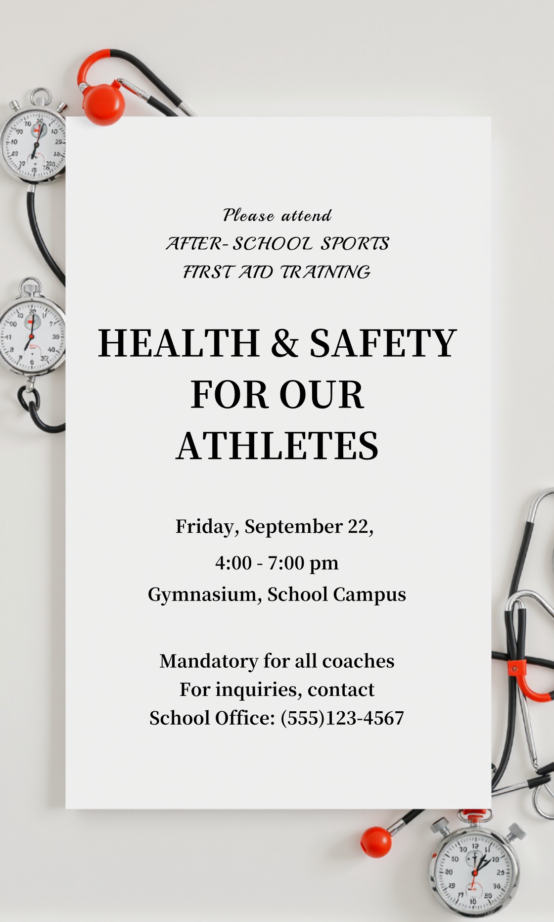 Personalize this After-School Sports First Aid Invitation template!