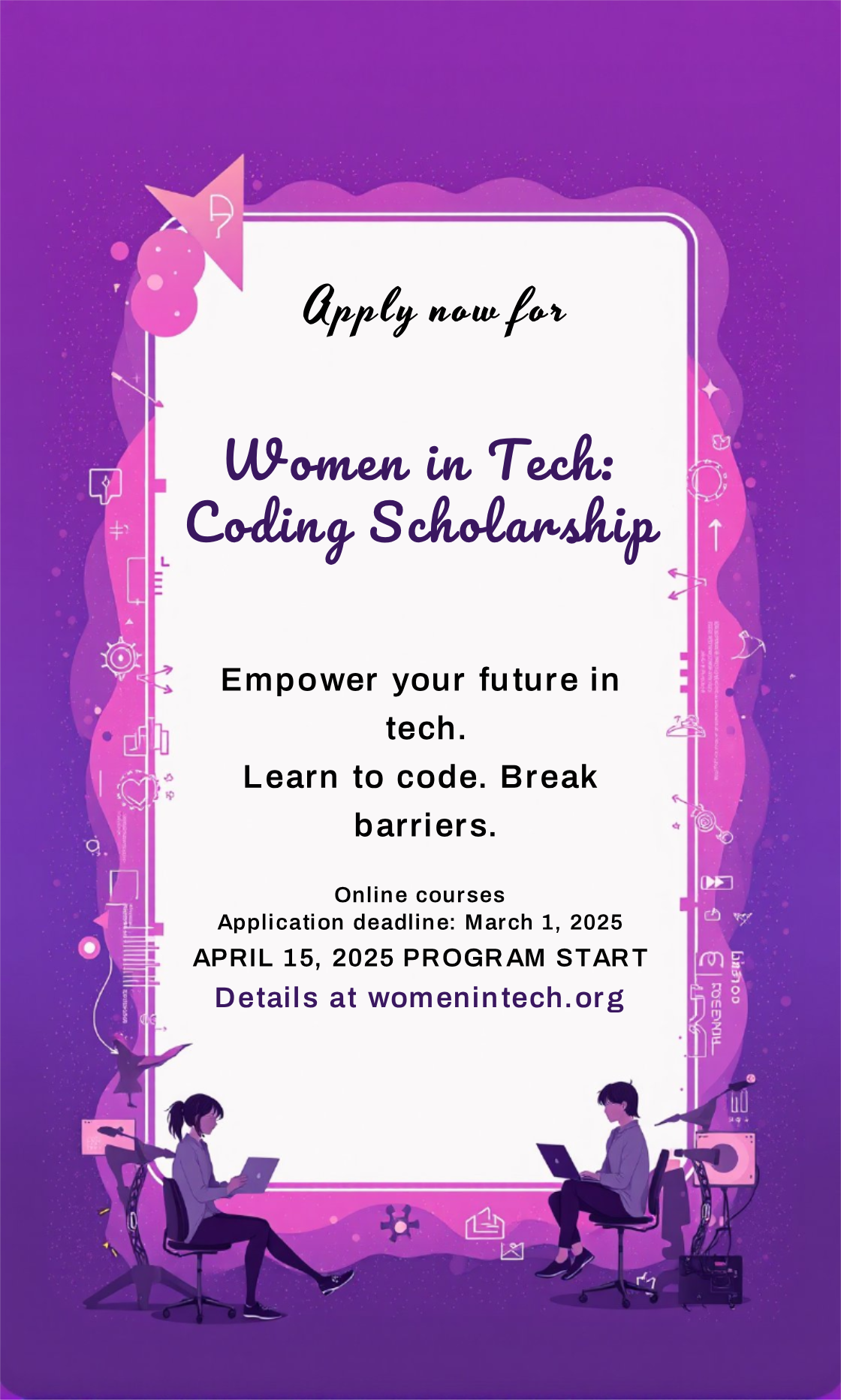 Make an Women In Tech Online Programming Courses Invitation that showcases your style - it's that simple!