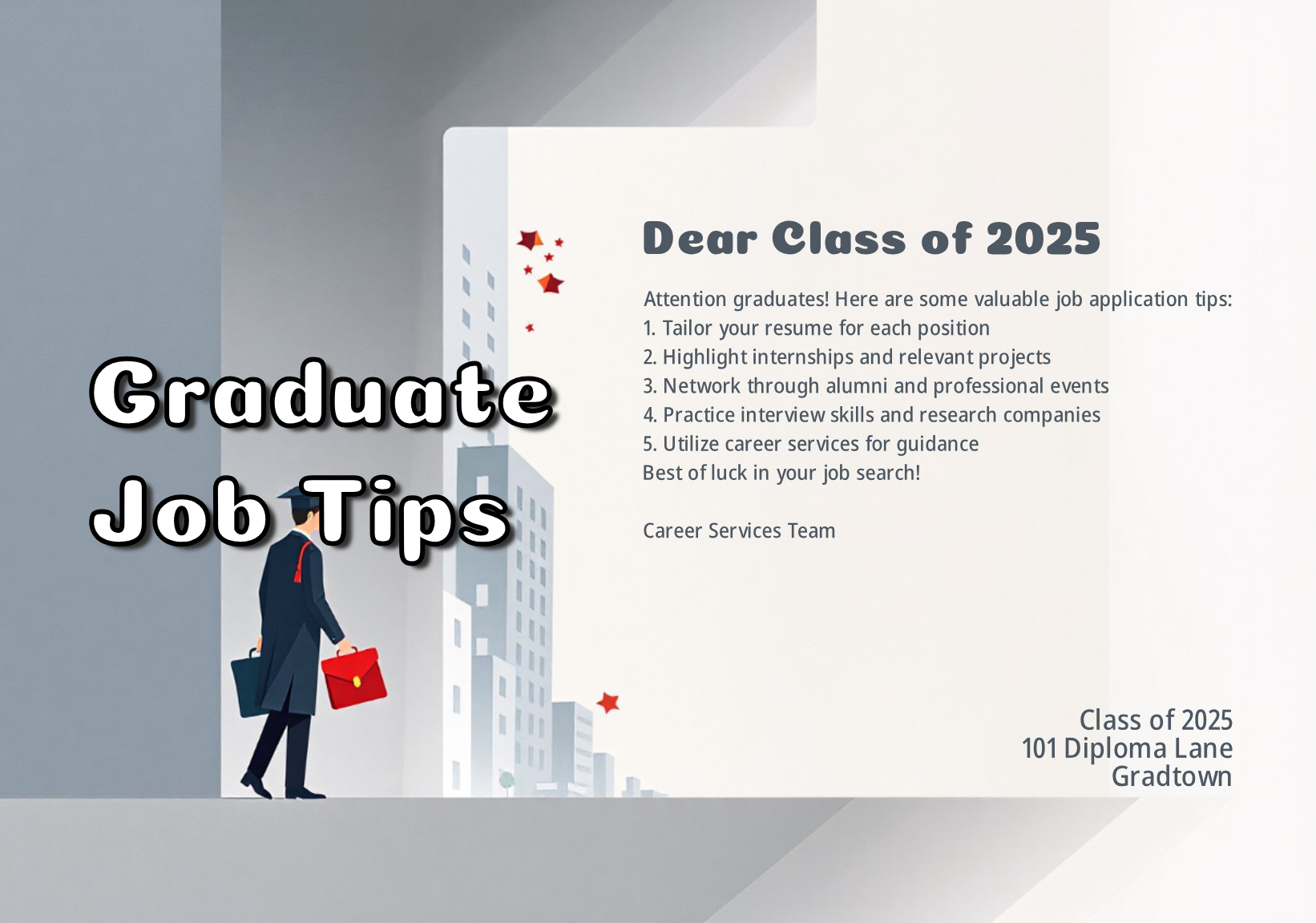 Unleash Your Creativity! Design your own Graduate Job Application Tips Postcard now!