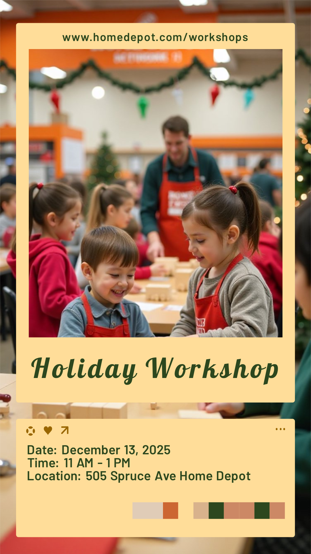 Unleash Your Creativity! Design your own Holiday Home Depot Free Kids Workshop Poster now!