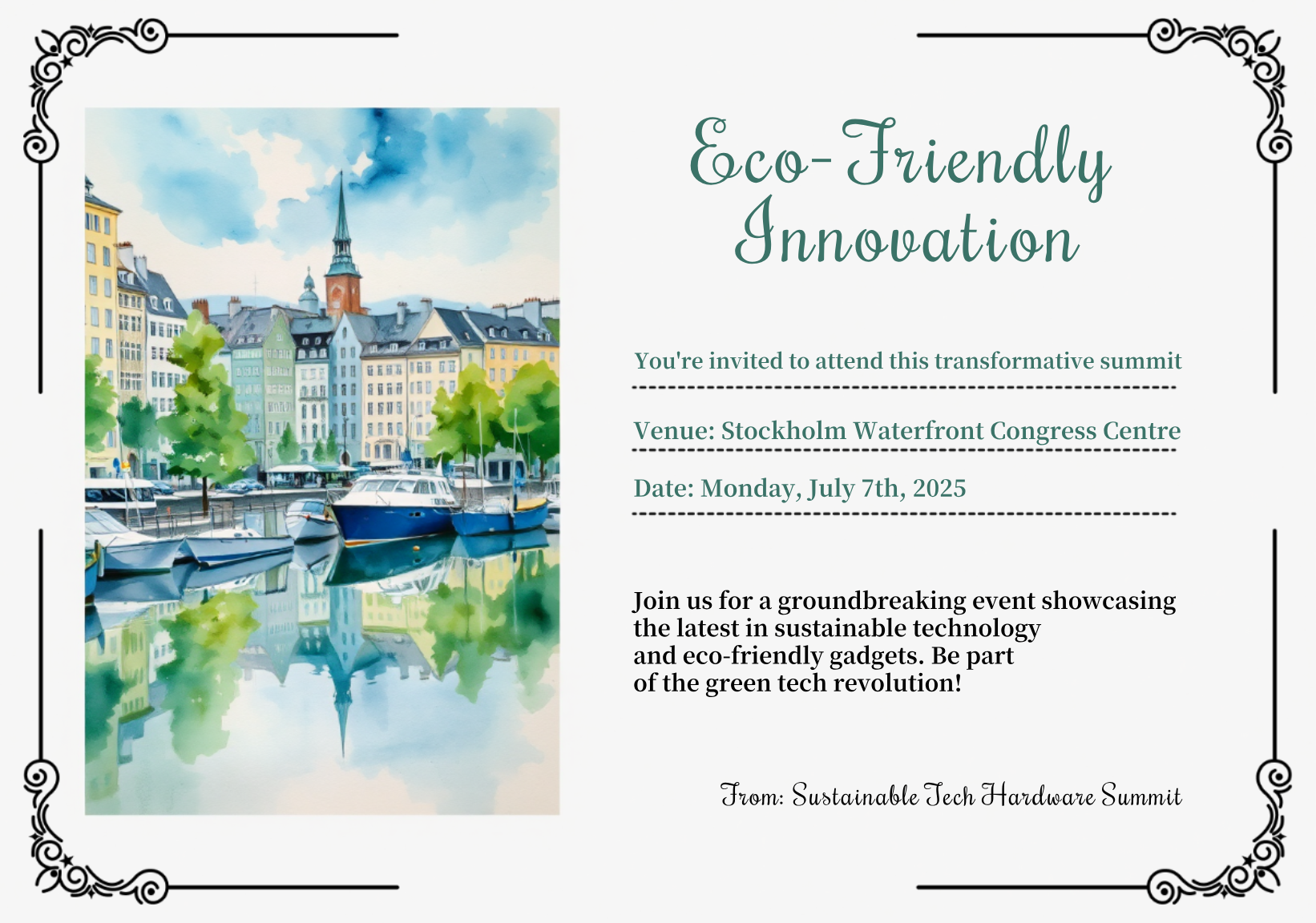 Sustainable Tech Hardware Summit Postcard Template - AI Designs by ...
