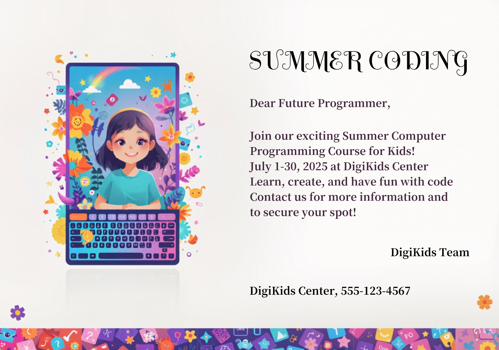 Make your own Kids Computer Programming Course Postcard!