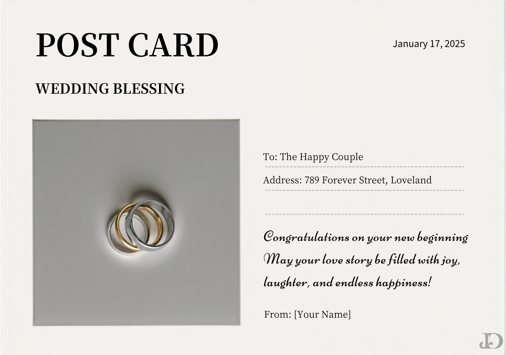 Make your own Wedding Blessings Postcard!