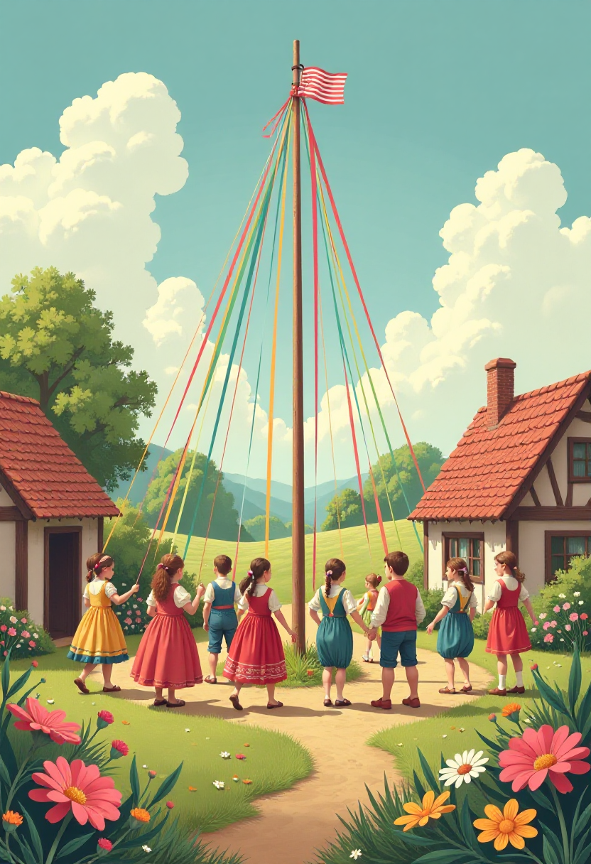 Maypole Templates Spring Maypole Farm Festival Image Template - AI Designs by MolyPix.AI